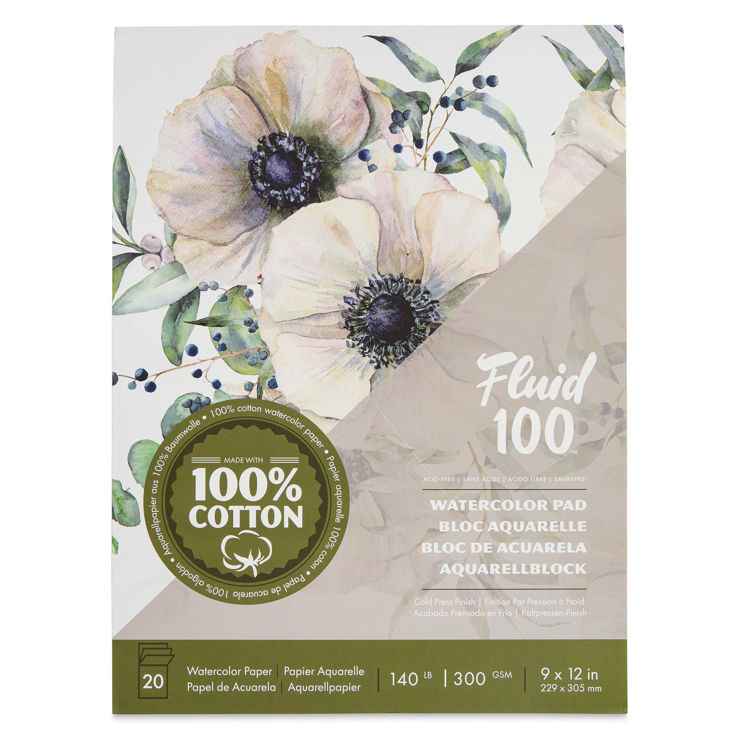 Fluid 100 Watercolor Pad - 9" x 12", Cold Press, 20 Sheets