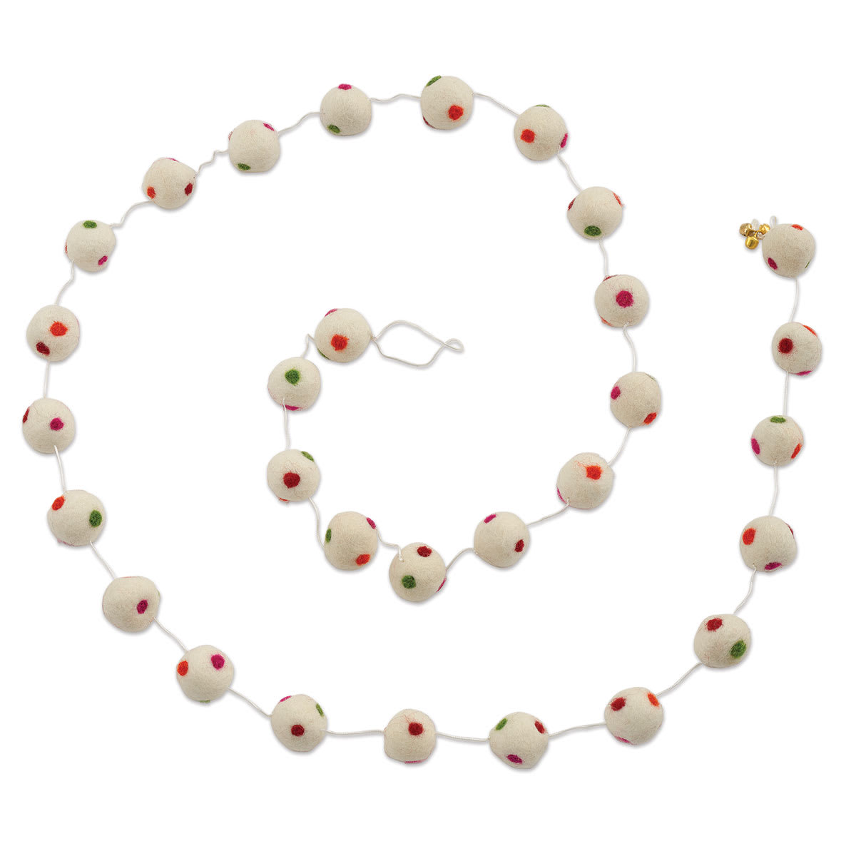 Giftsland Felt Pom Pom Garland - Cream with Dots, 6 ft