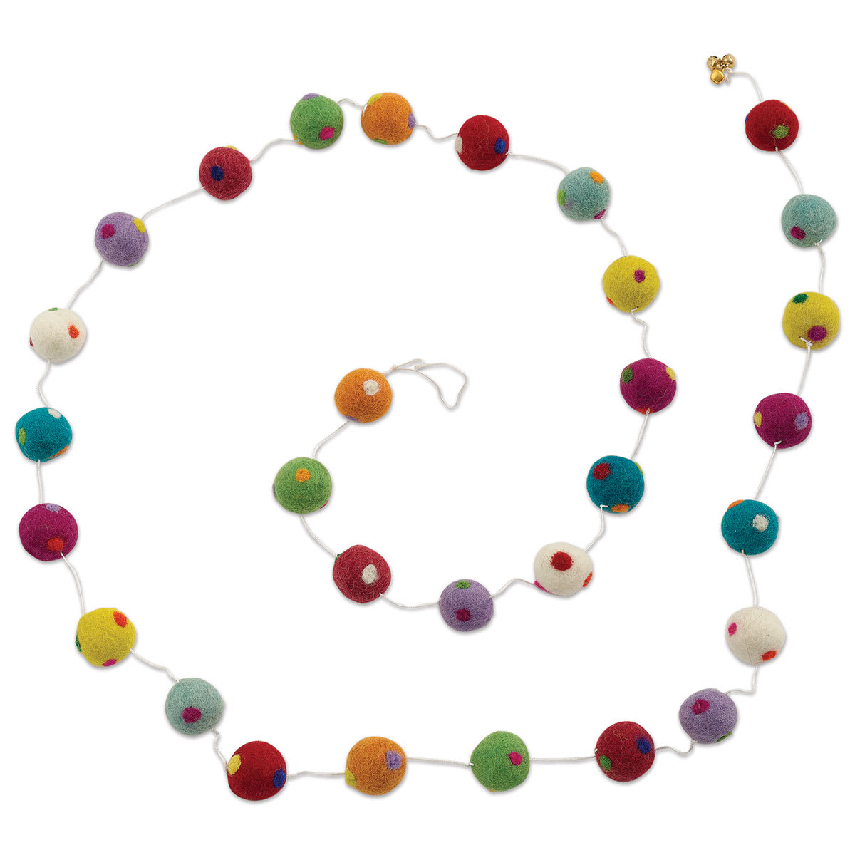 Giftsland Felt Pom Pom Garland - Multicolor with Dots, 6 ft
