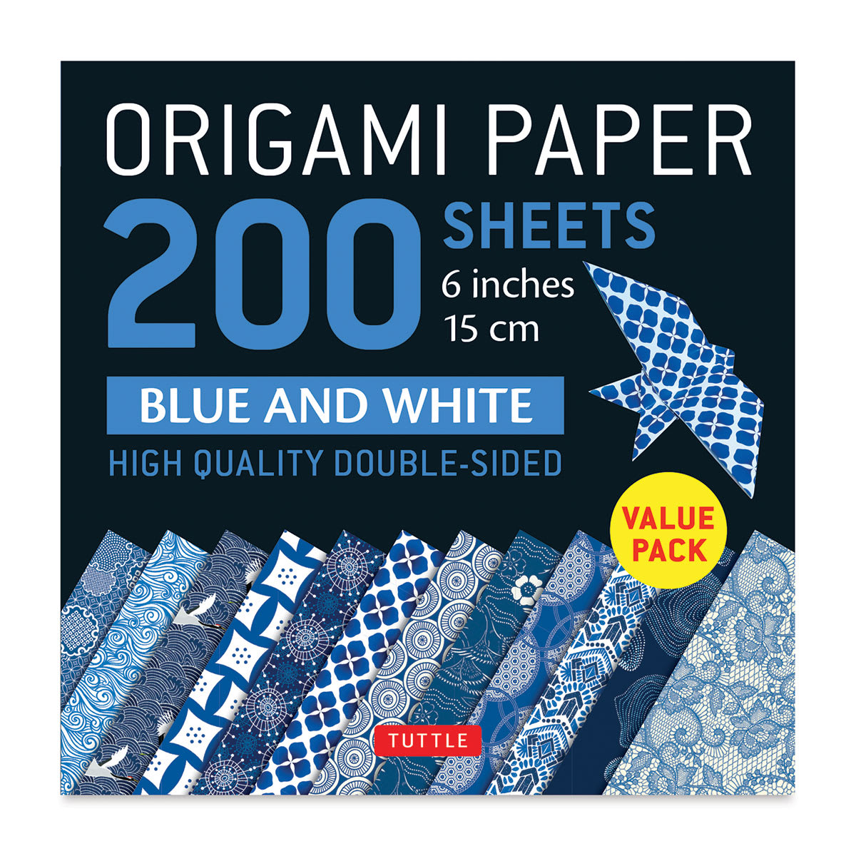 Origami Paper 200 Sheets Blue and White: 6 inches 15 Cm