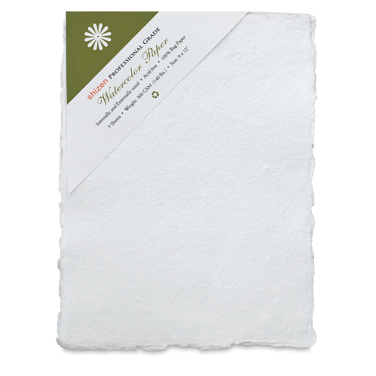 Shizen Design Professional Grade Watercolor Paper 9 In. X 12 In. Deckle Edges Pack Of 5 (WC 304)