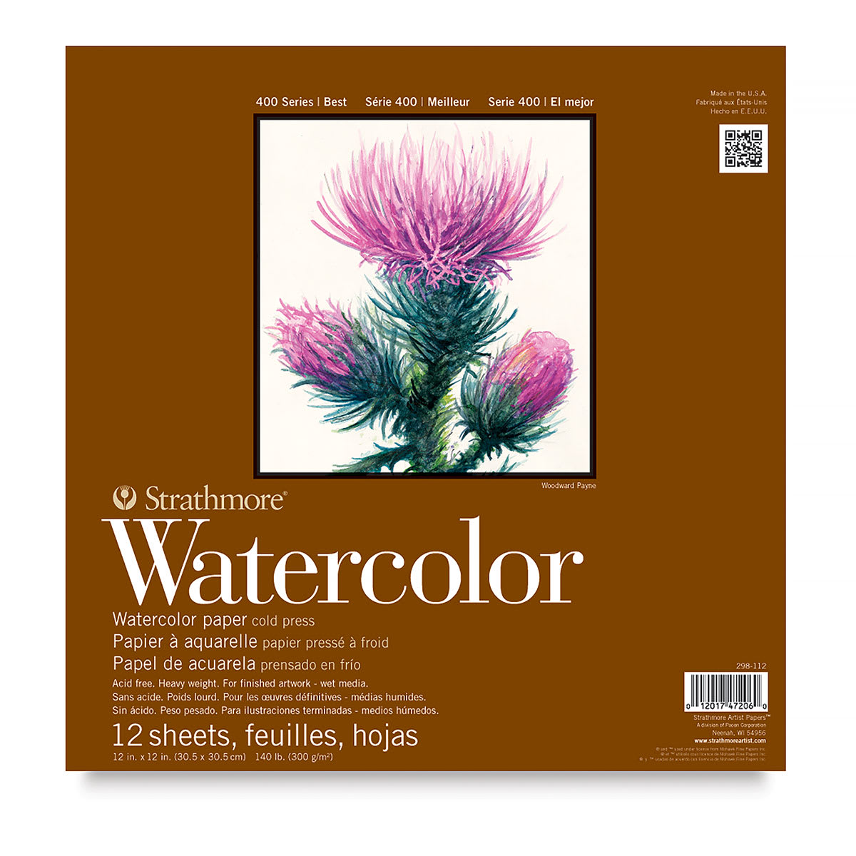 Strathmore 400 Series Watercolor Paper Pad - 12" x 12", Tape Bound, 12 Sheets