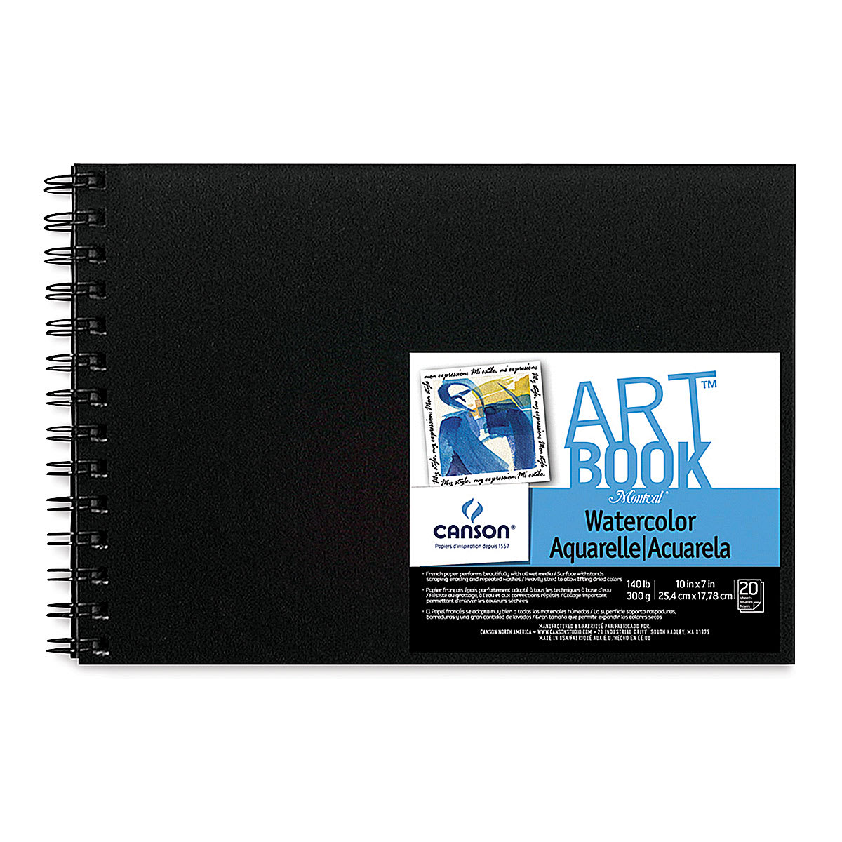 Canson Montval Field Watercolor ArtBook - 10" x 7", Cold Press, 20 Sheets