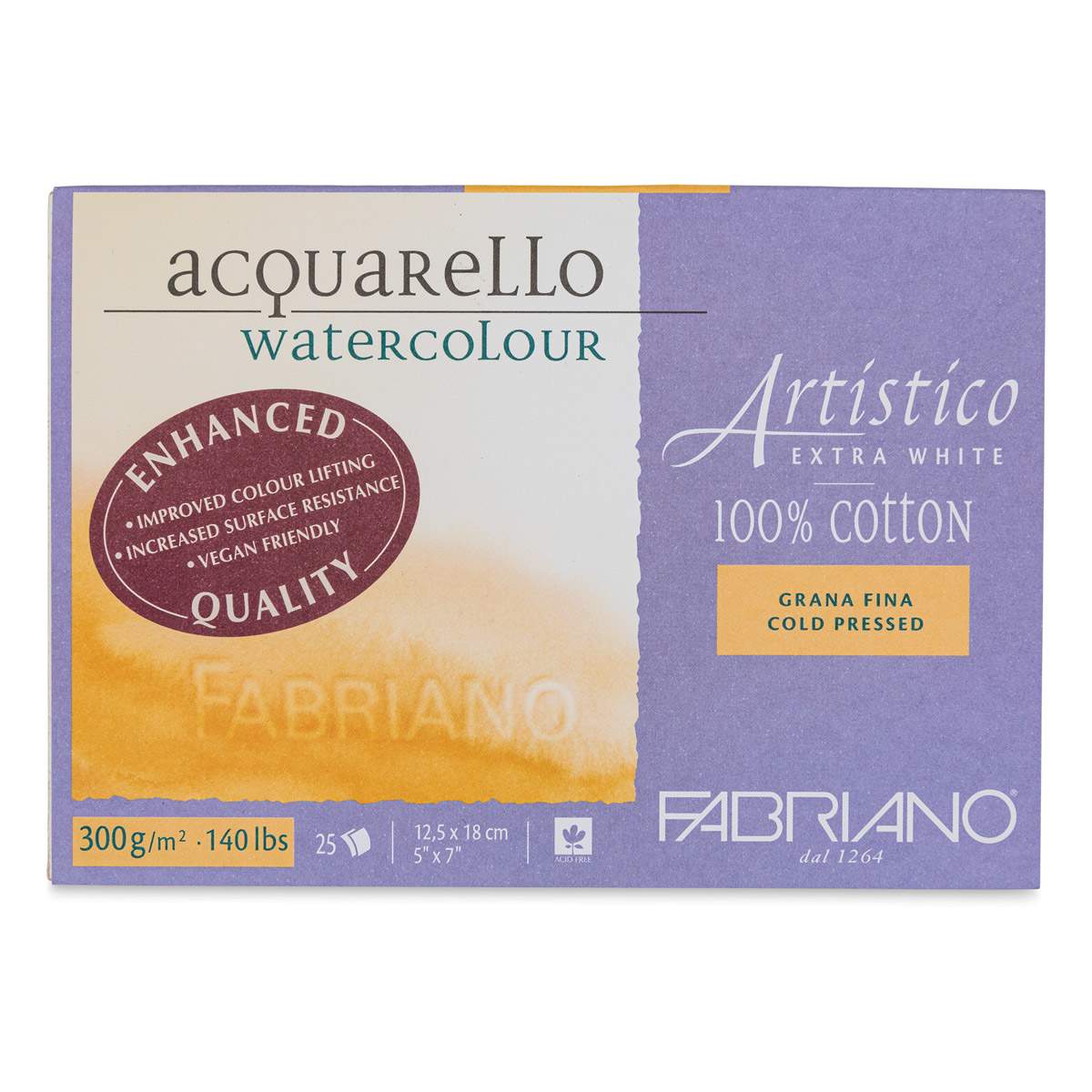Fabriano Artistico Enhanced Watercolor Block - Extra White, Cold Press, 5" x 7"