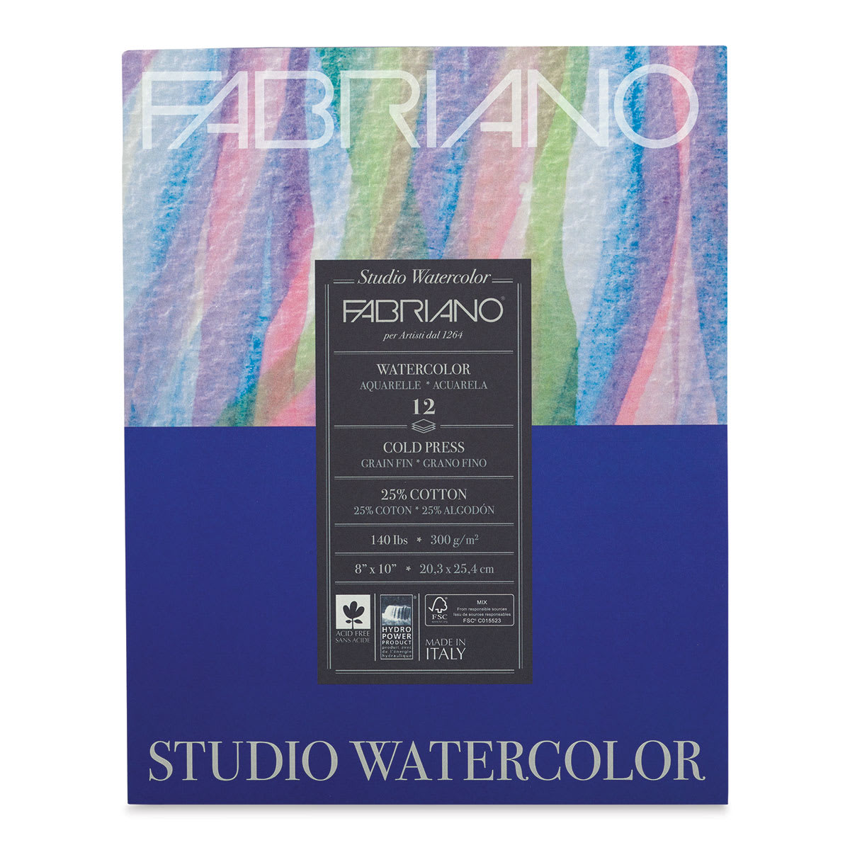 Fabriano Studio Watercolor Pad - 8" x 10", 300 gsm, Cold Press, 12 sheets