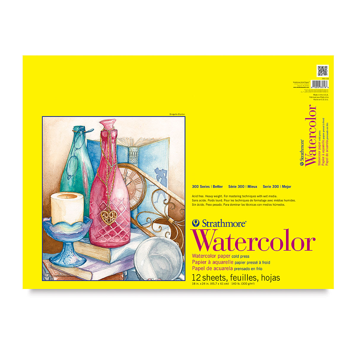 ST360-118 18 in. x 24 in. 300 Series Tape Bound Watercolor Pad - 12 Sheets