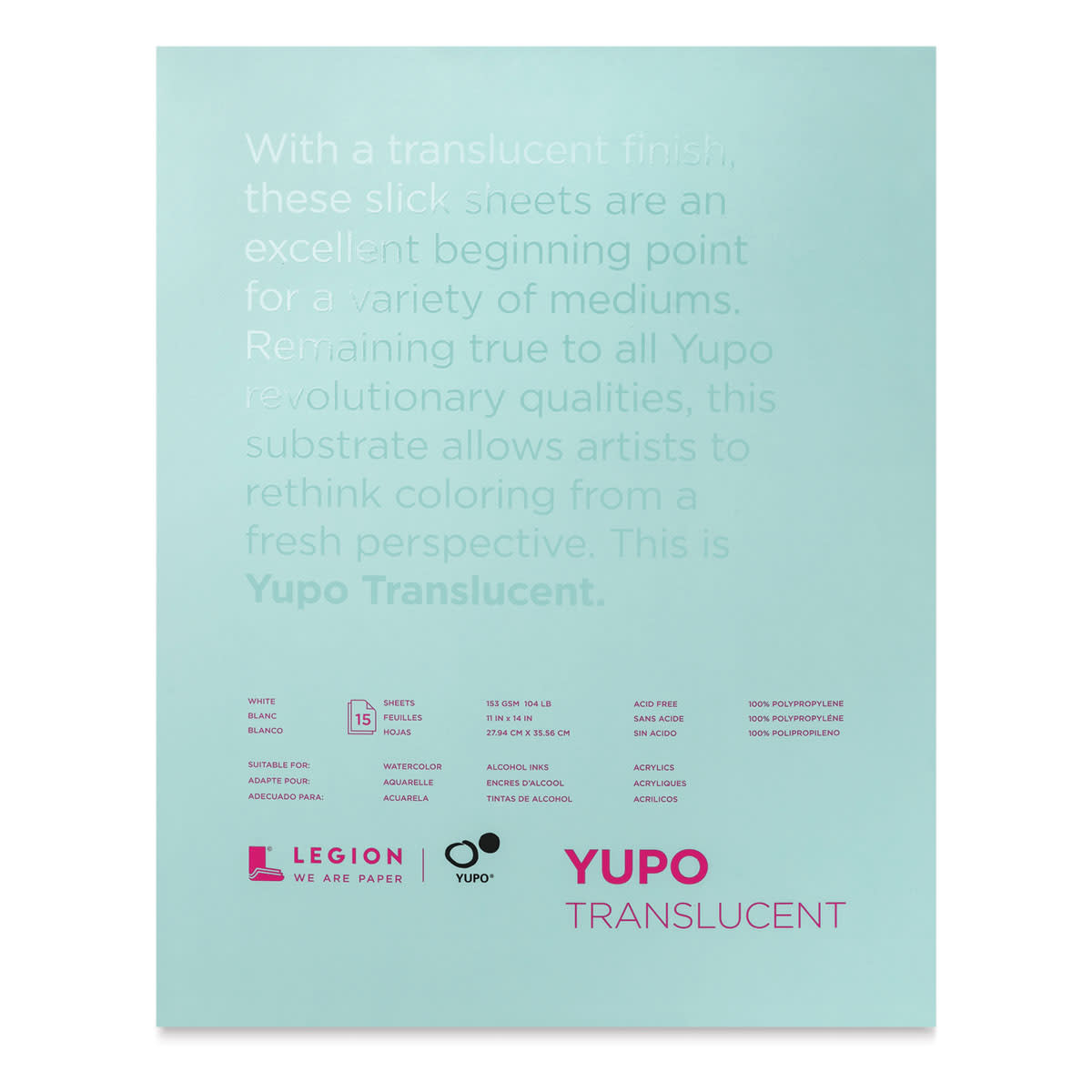 Legion Yupo Synthetic Paper Pad - 11" x 14", Translucent, 15 Sheets