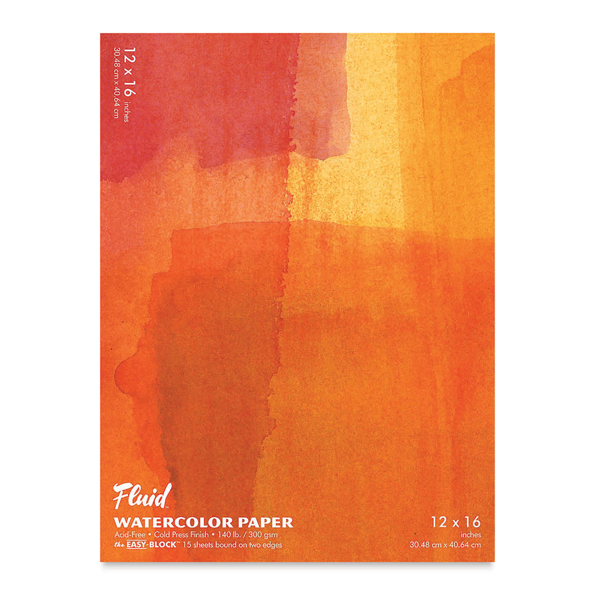Global Art Fluid Cold Press Watercolor Paper Block- 15 sheets, 12 x 16