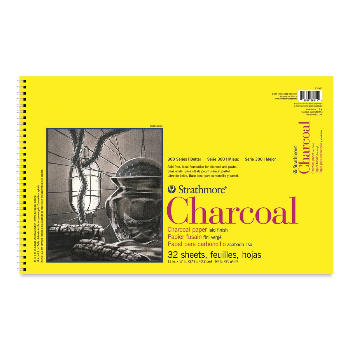 Strathmore® 300 Series Wired Charcoal Paper Pad in White | 11" x 17"