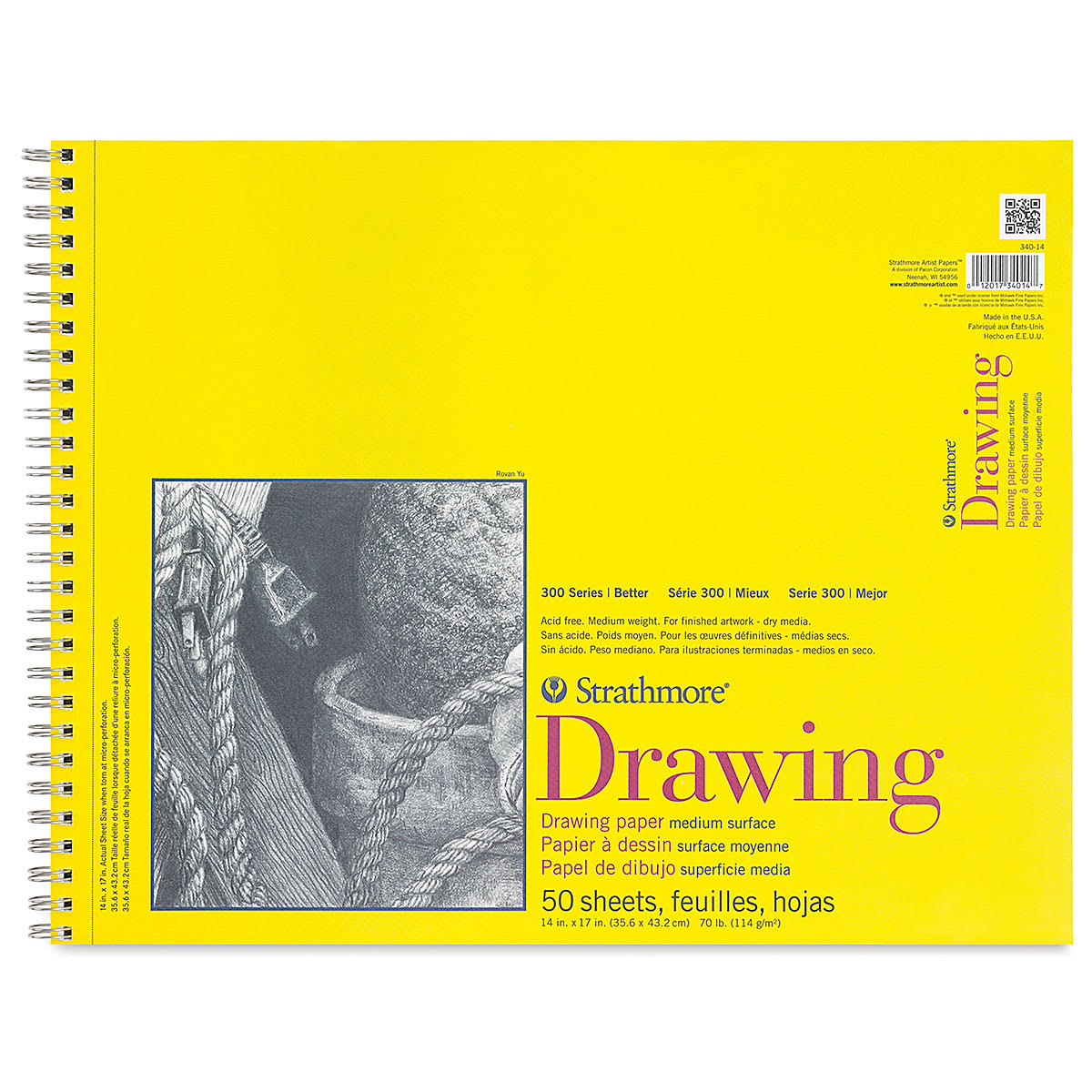 ST340-14 14 in. x 17 in. Micro-Perforated 300 Series Wire Bound Drawing Paper - 50 Sheets