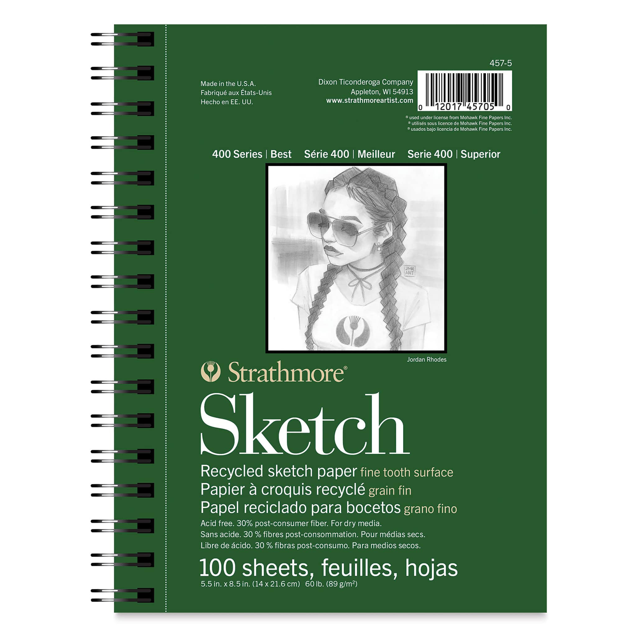 Strathmore 400 Series Recycled Sketch Pad - 5-1/2" x 8-1/2", Portrait, 100 Sheets