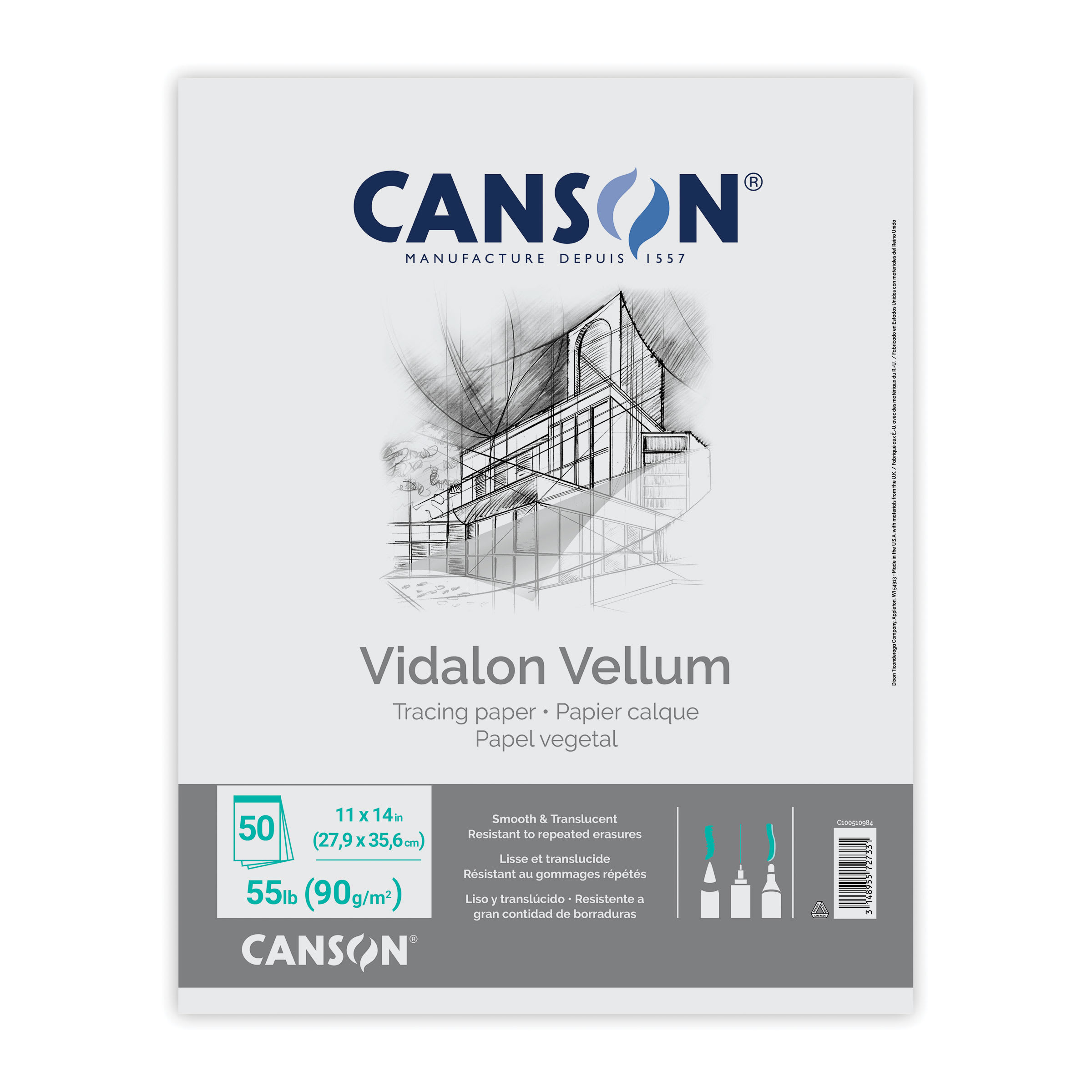 Canson Vidalon Vellum Pad - 11" x 14", 50 Sheets