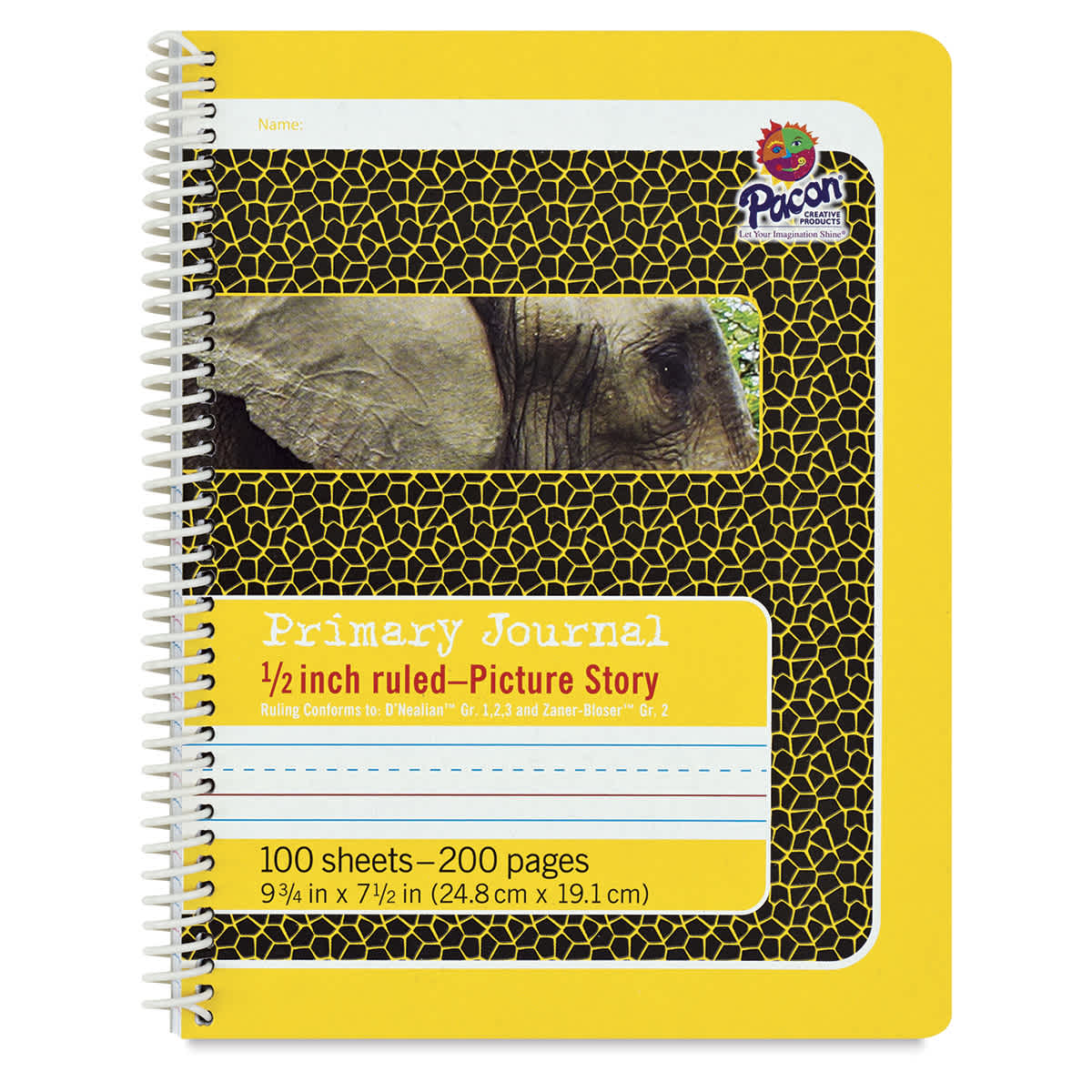 Pacon Spiral Bound Compostion Book Hardcover Journal, 9.75 x 7.5, Yellow Elephant (PAC2430) | Quill