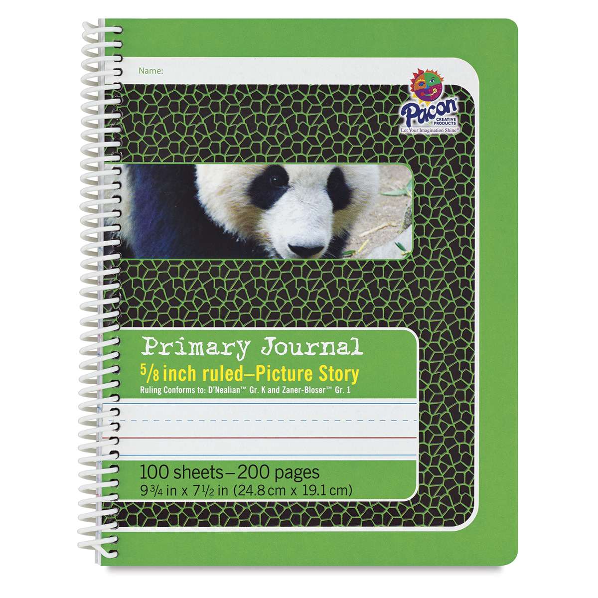 Pacon Spiral Bound Composition Book Hardcover Journal, 9.75 x 7.5, Green Panda (PAC2434) | Quill