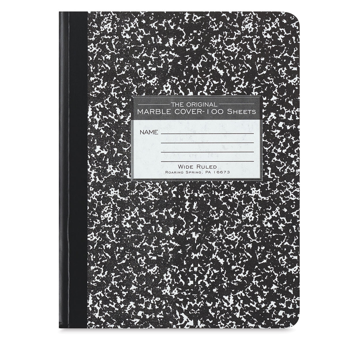 Case of Black Marble Comp Notebooks, Wide Ruled, 100 sht, 15 lb White Paper, 9.75"x7.75", Hard Cover,PK24