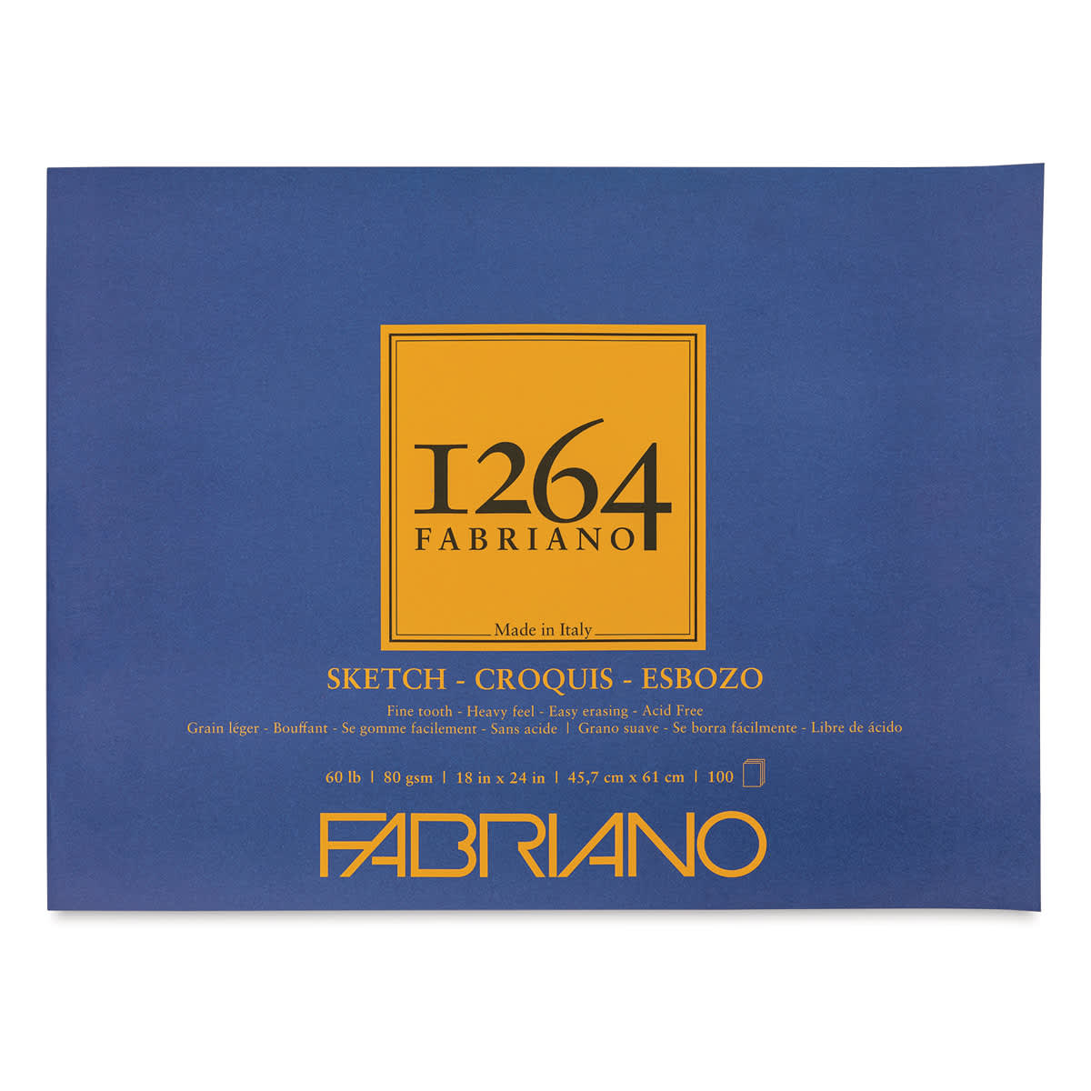 Fabriano 1264 Sketch Pad, 18" x 24", Glue Bound, 100 Sheets, Landscape