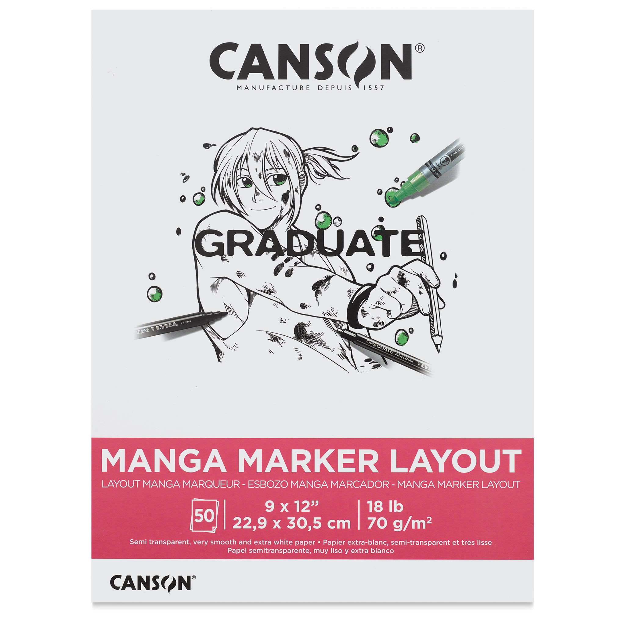 Canson Graduate Manga Marker Layout Pad - 9" x 12", 50 Sheets
