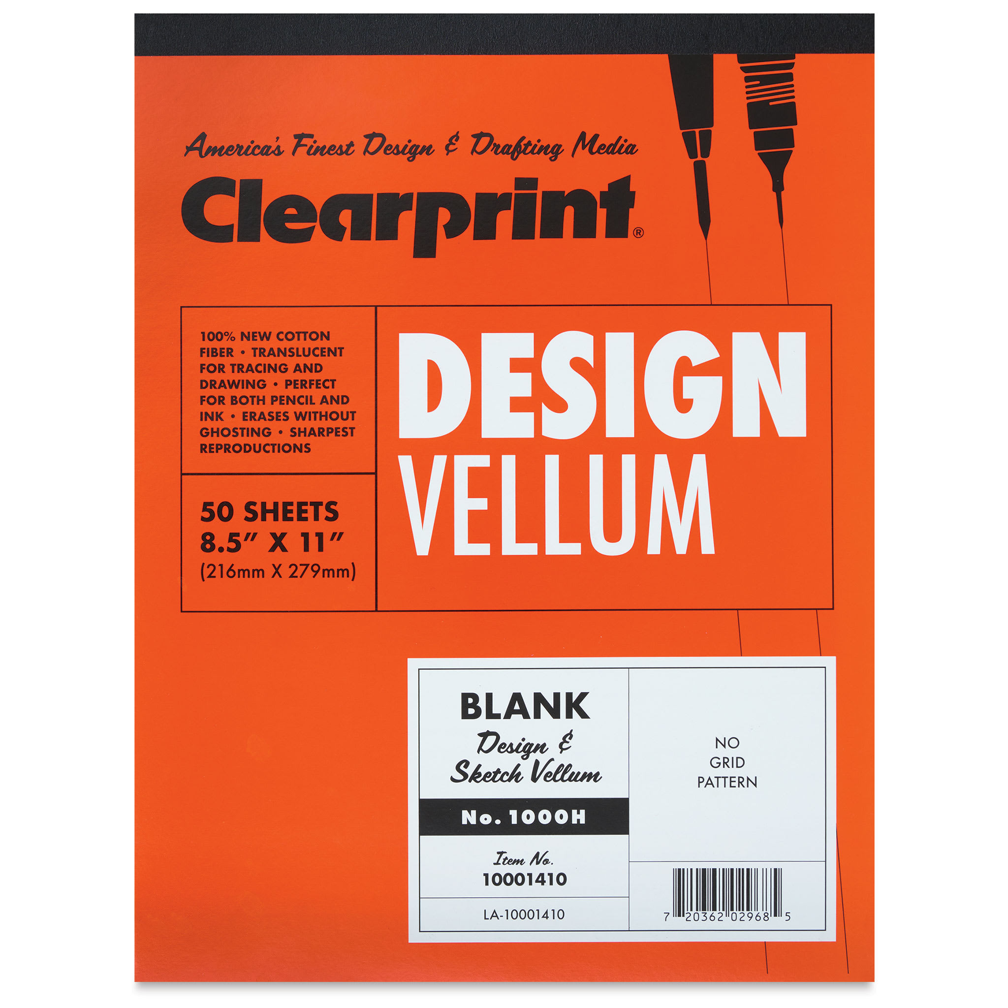 Clearprint 1000H Drafting Vellum Pad - 8 1/2" x 11",  50 Sheets