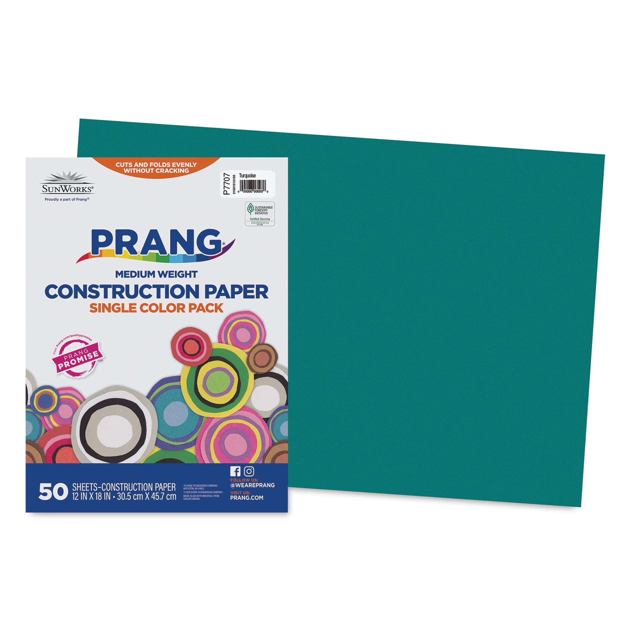 Prang Medium Weight Construction Paper - Turquoise, 12" x 18", Pkg of 50 Sheets
