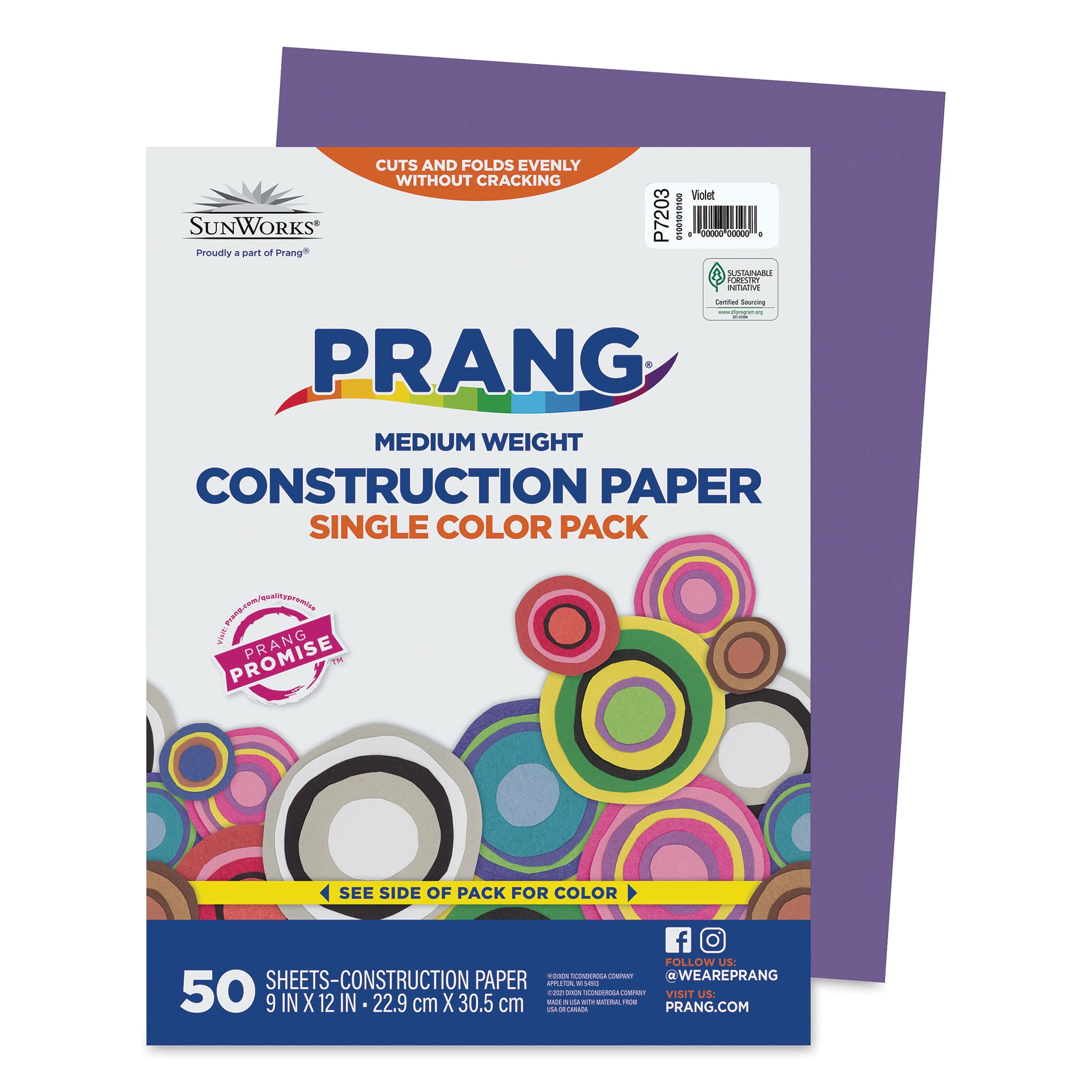 Prang Medium Weight Construction Paper - Violet, 9" x 12", Pkg of 50 Sheets