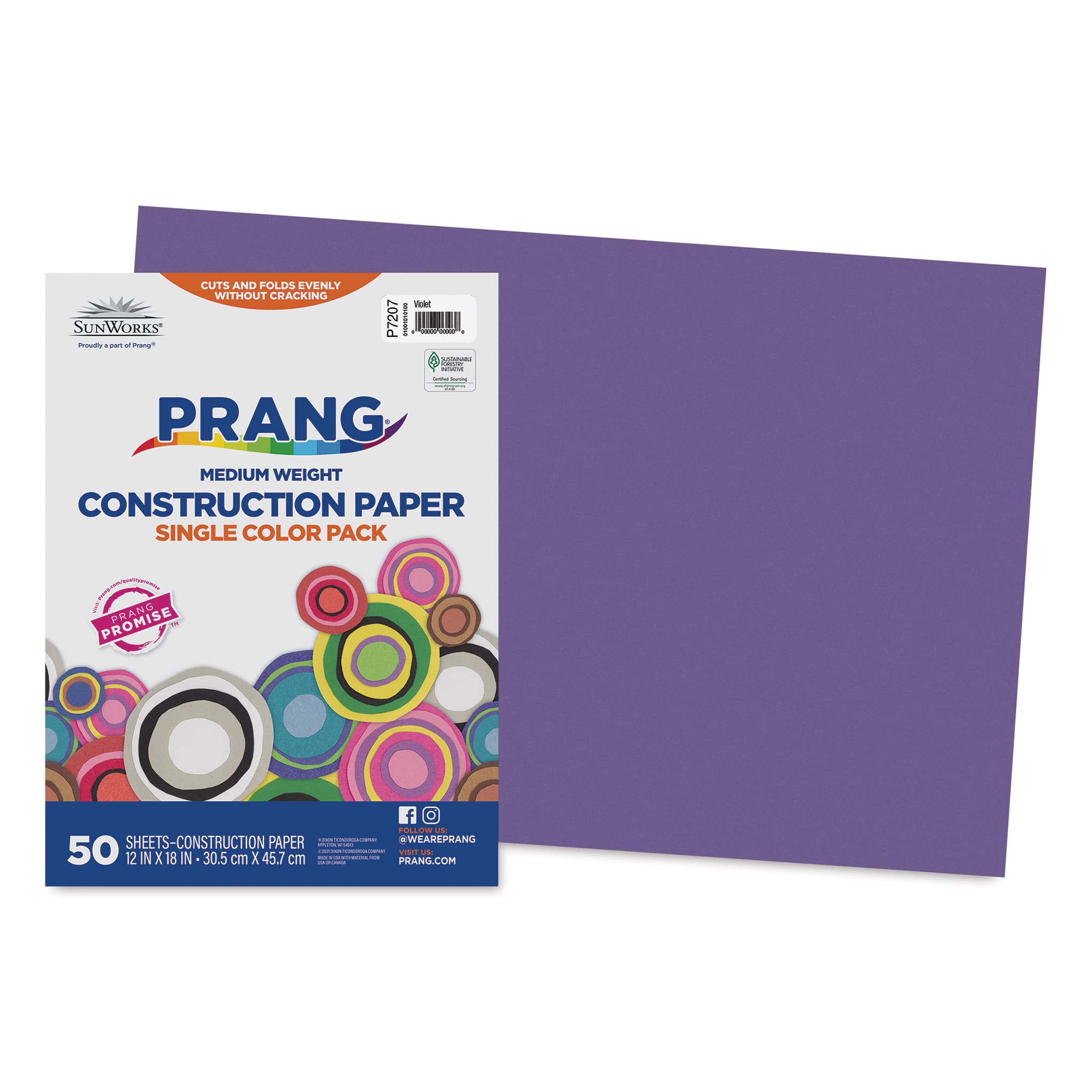 Prang Medium Weight Construction Paper - Violet, 12" x 18", Pkg of 50 Sheets
