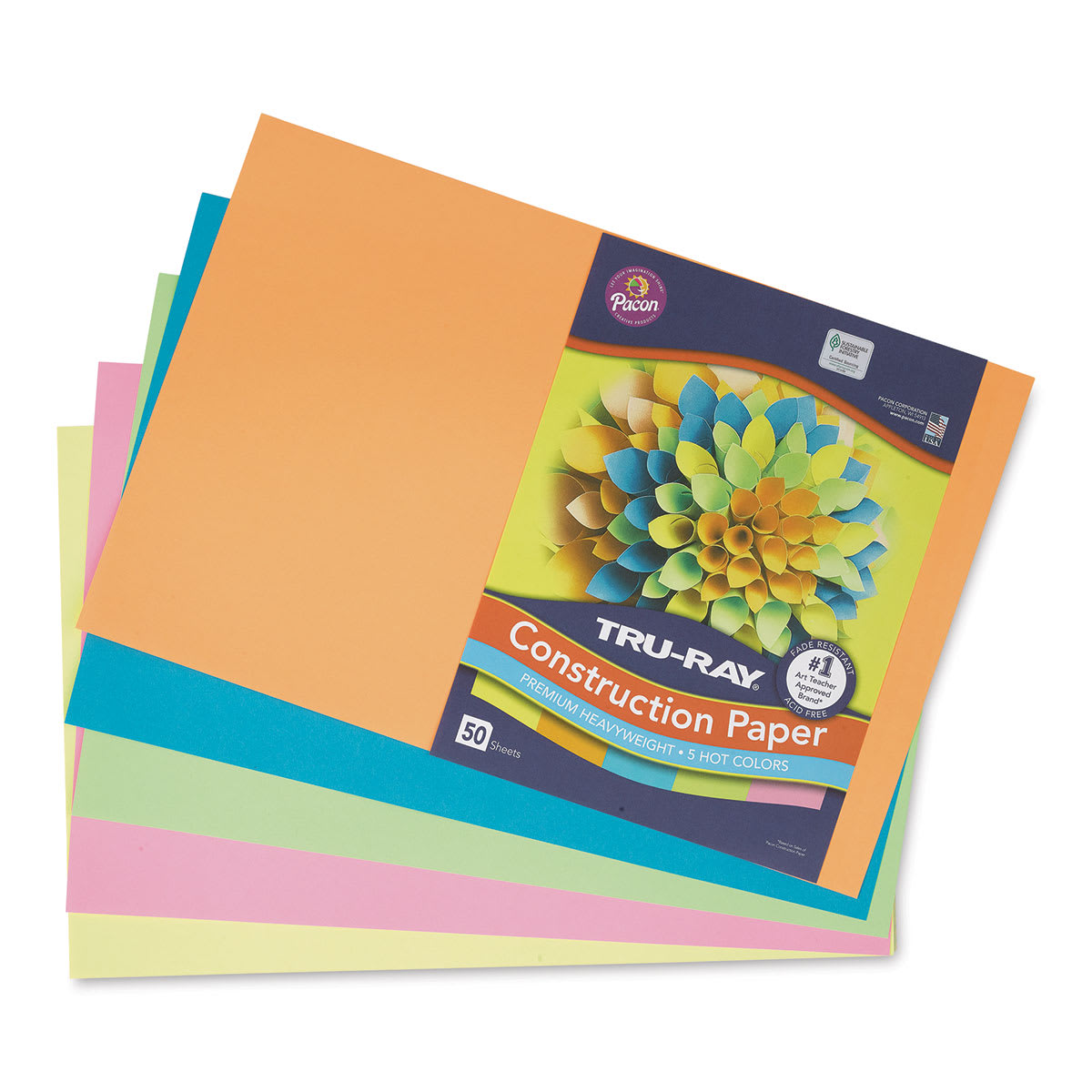 1537808 Sulphite Construction Paper, Assorted Hot Color - 12 x 18 in. - 50 Sheets