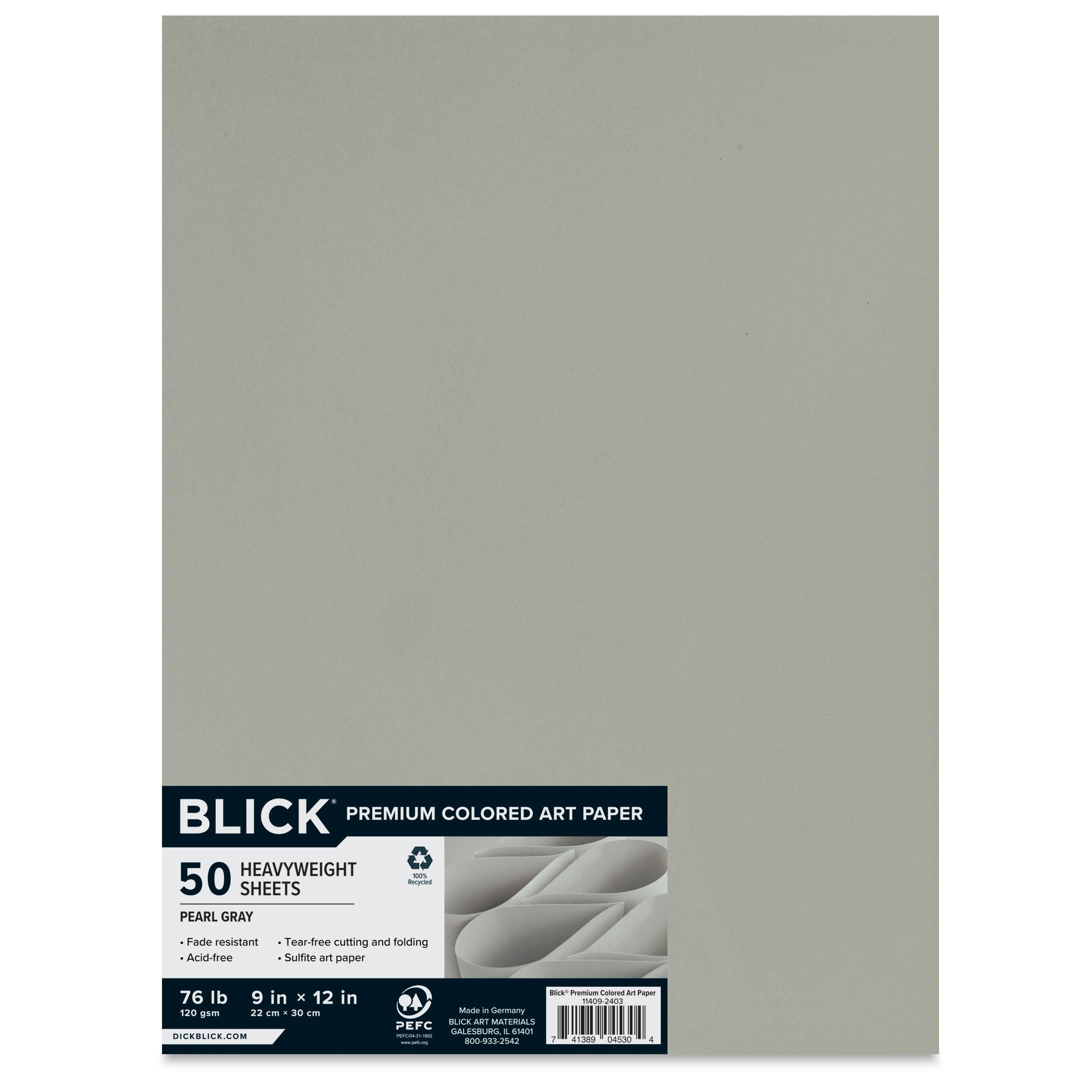 Blick Premium Colored Art Paper - 9" x 12", Pearl Gray, 50 Sheets