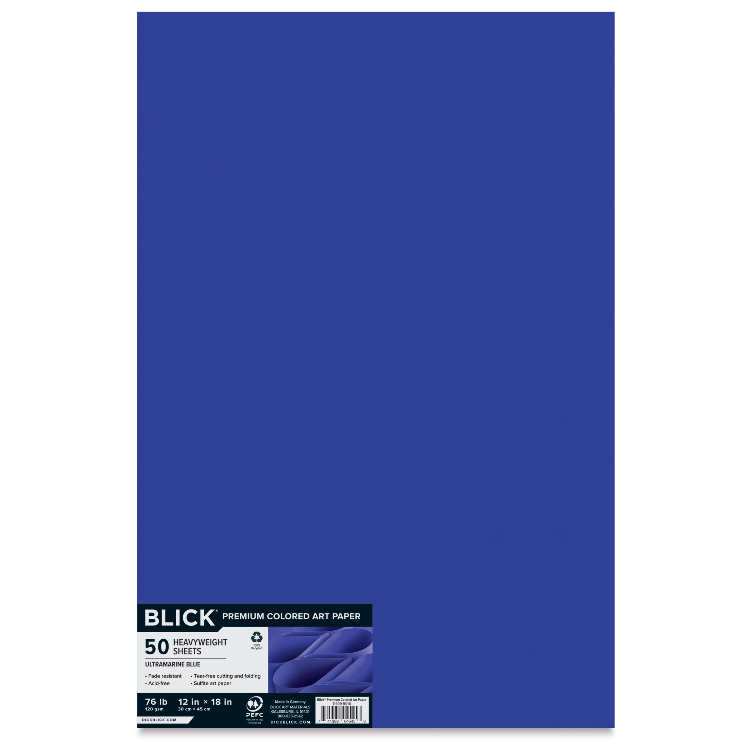 Blick Premium Colored Art Paper - 12" x 18", Ultramarine, 50 Sheets