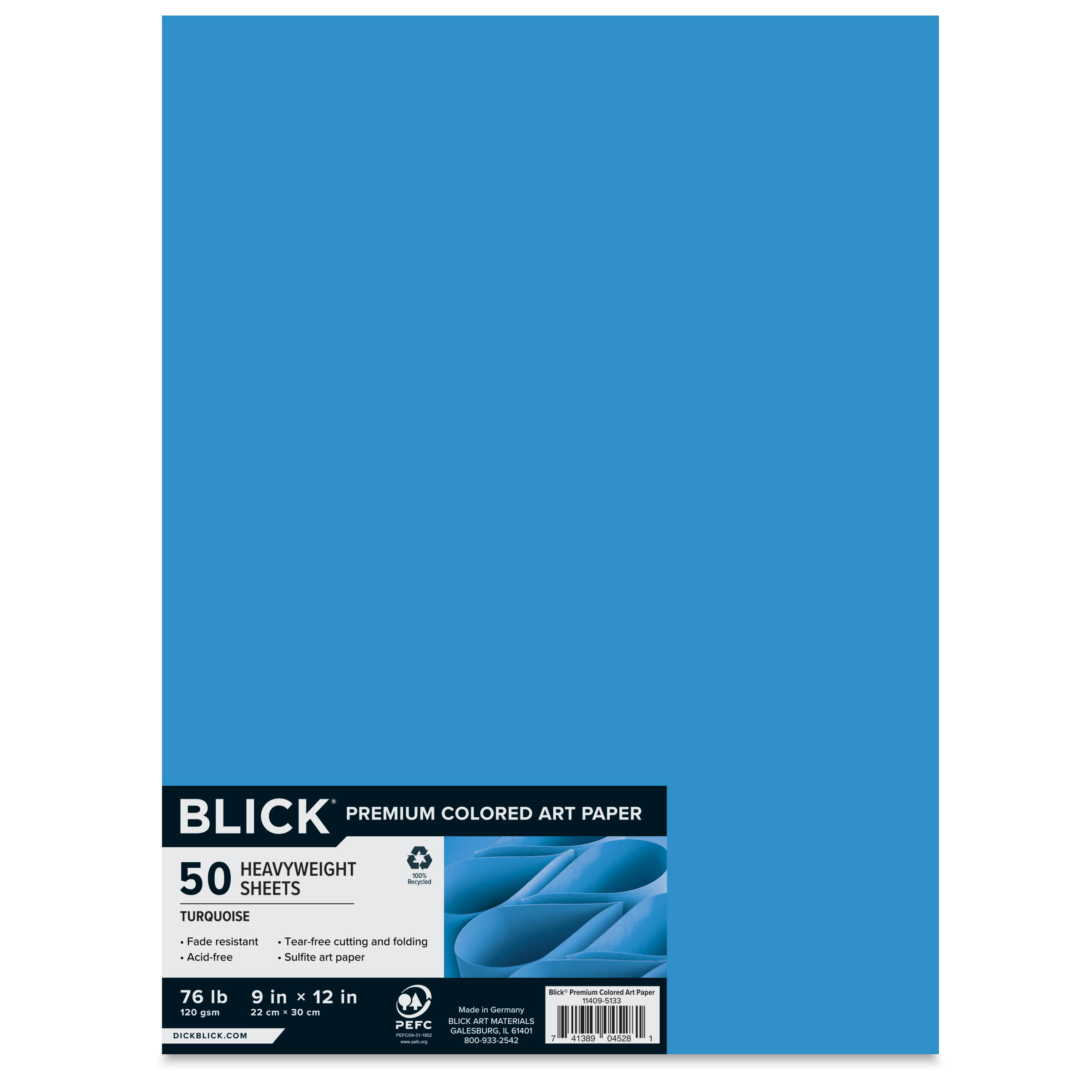 Blick Premium Colored Art Paper - 9" x 12", Turquoise, 50 Sheets