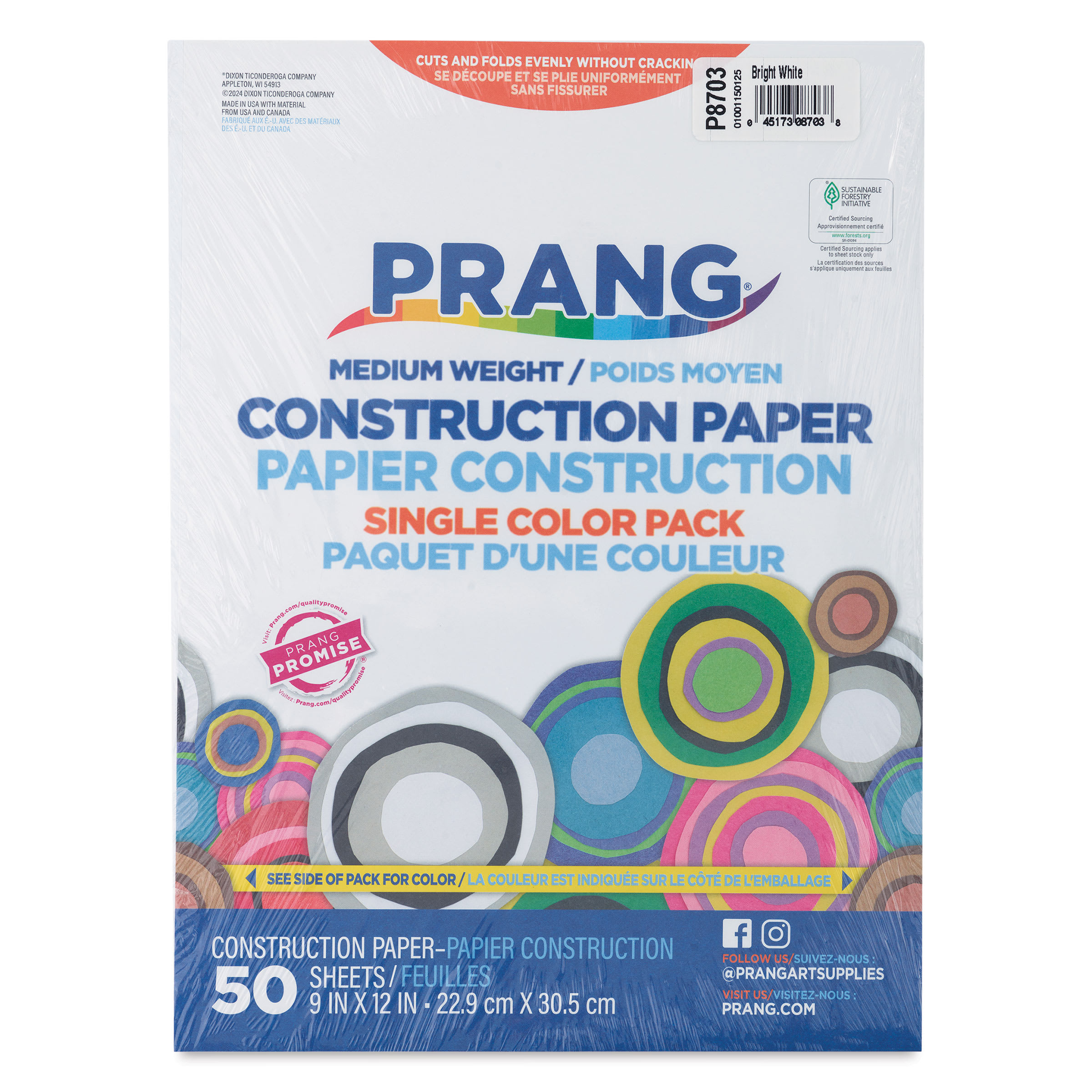 Prang 9 x 12 Construction Paper, Bright White, 50 Sheets/Pack (P8703-0001) | Quill
