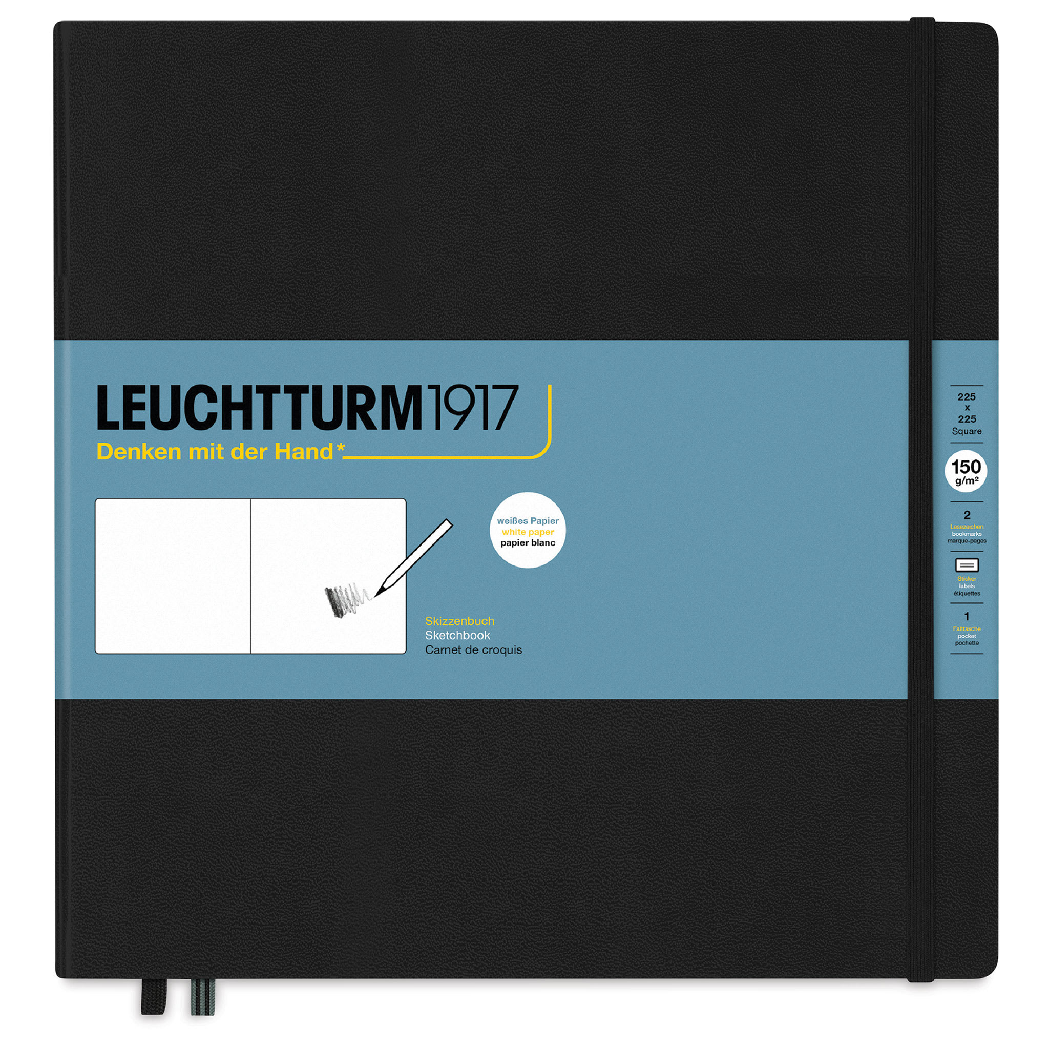 Leuchtturm Hardcover Square Plain Sketchbook 225mm - Black