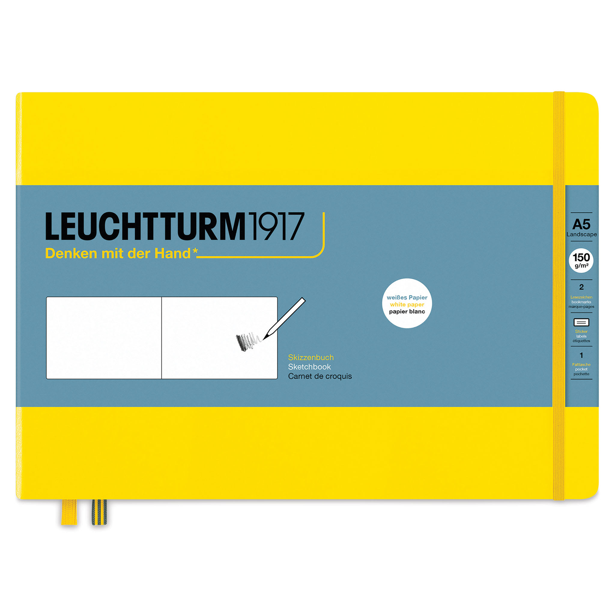 Leuchtturm Hardcover Landscape Plain Sketchbook A5 - Lemon