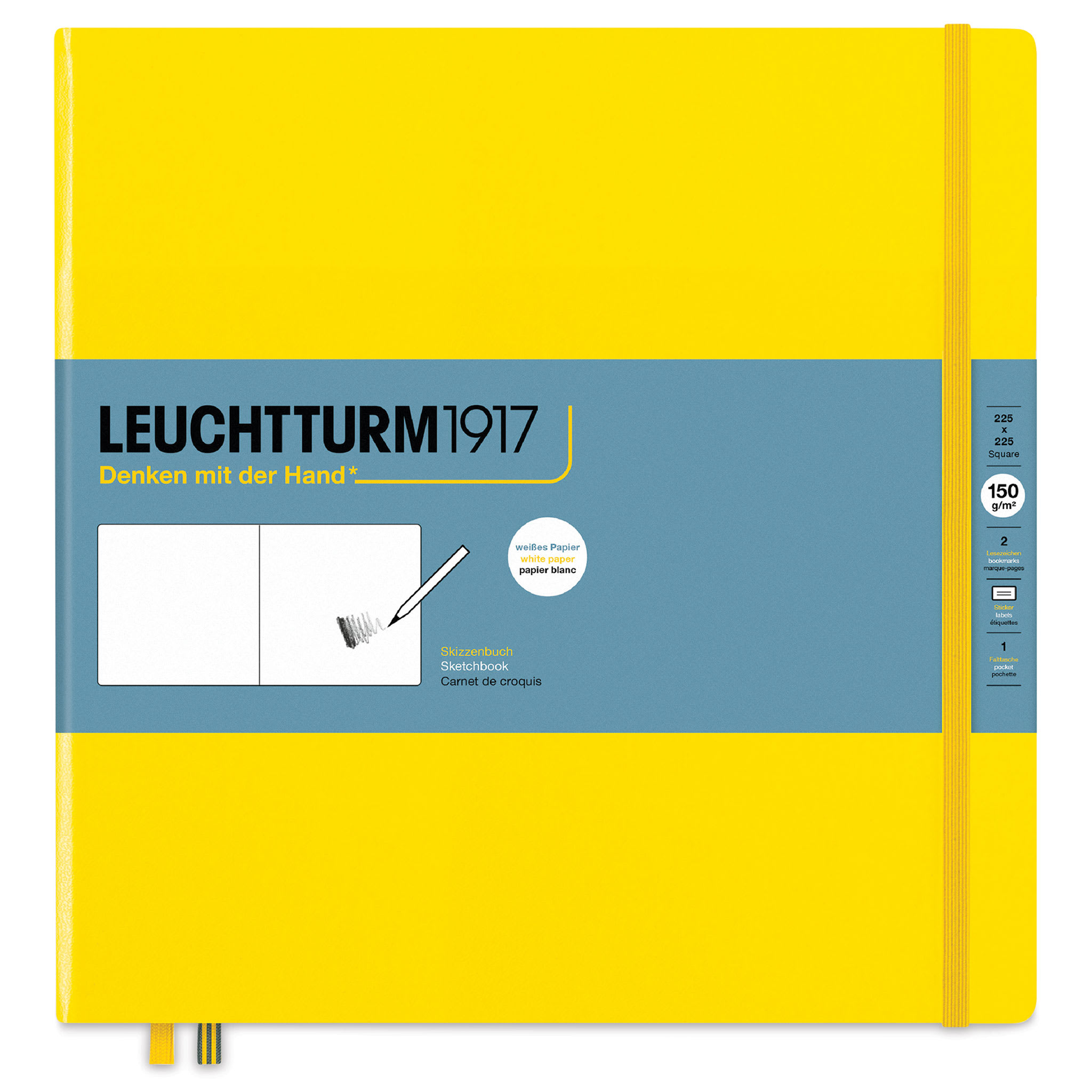 Leuchtturm Hardcover Square Plain Sketchbook 225mm - Lemon