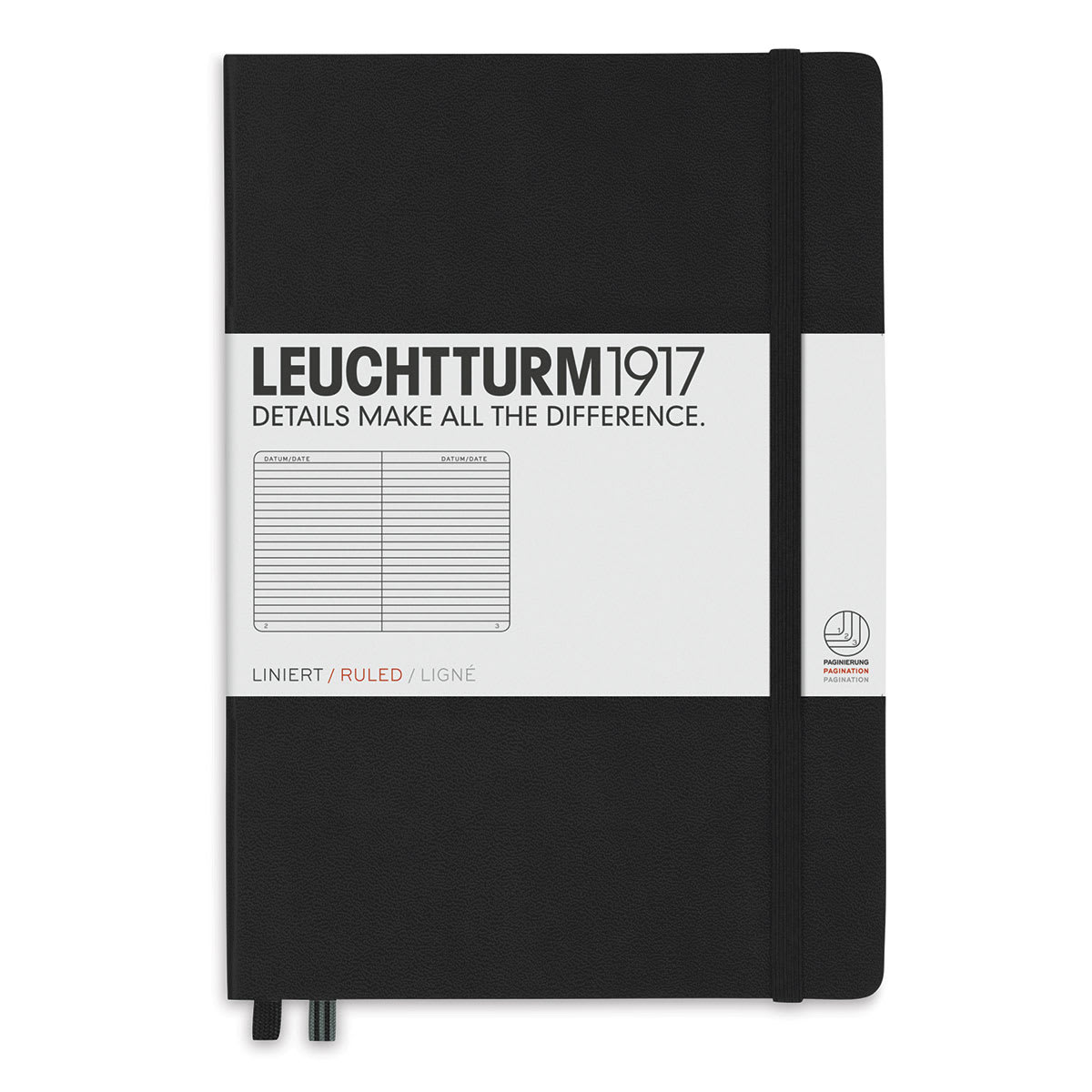 Leuchtturm1917 Ruled Hardbound Notebook - Black, 5-3/4" x 8-1/4"