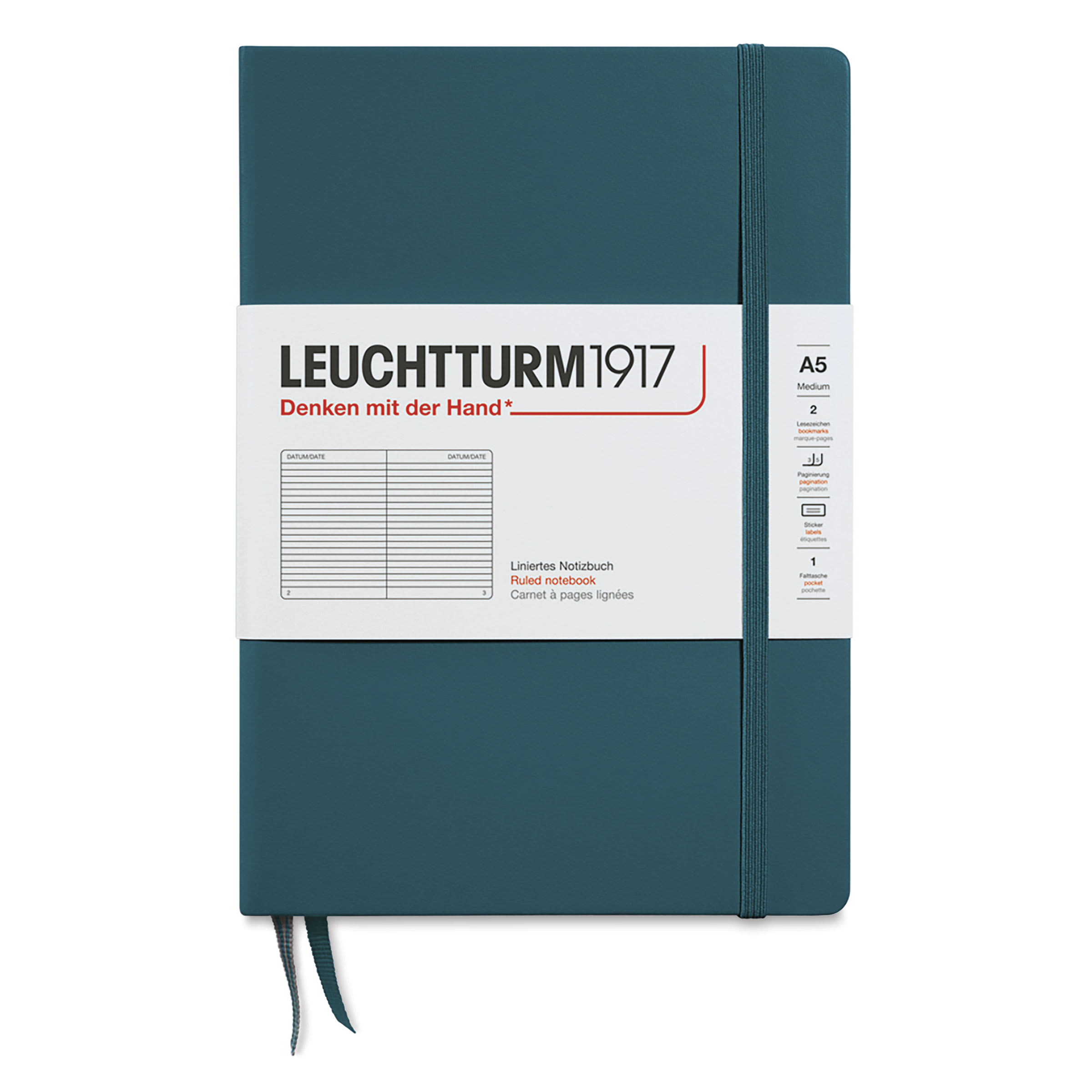 Leuchtturm1917 Ruled Hardbound Notebook - Pacific Green, 5-3/4" x 8-1/4"