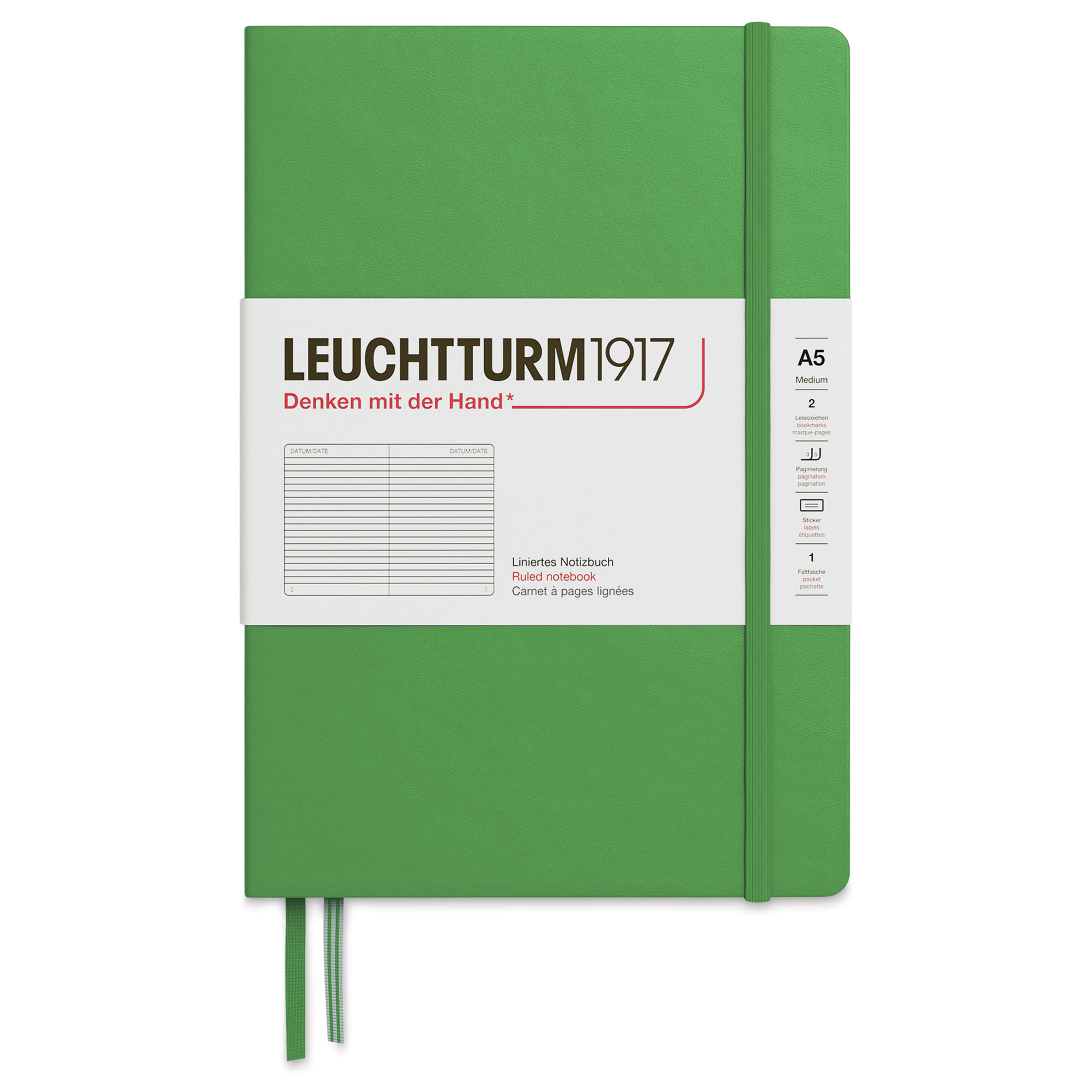 Leuchtturm1917 Ruled Hardbound Notebook - Spring Leaf, 5-3/4" x 8-1/4"