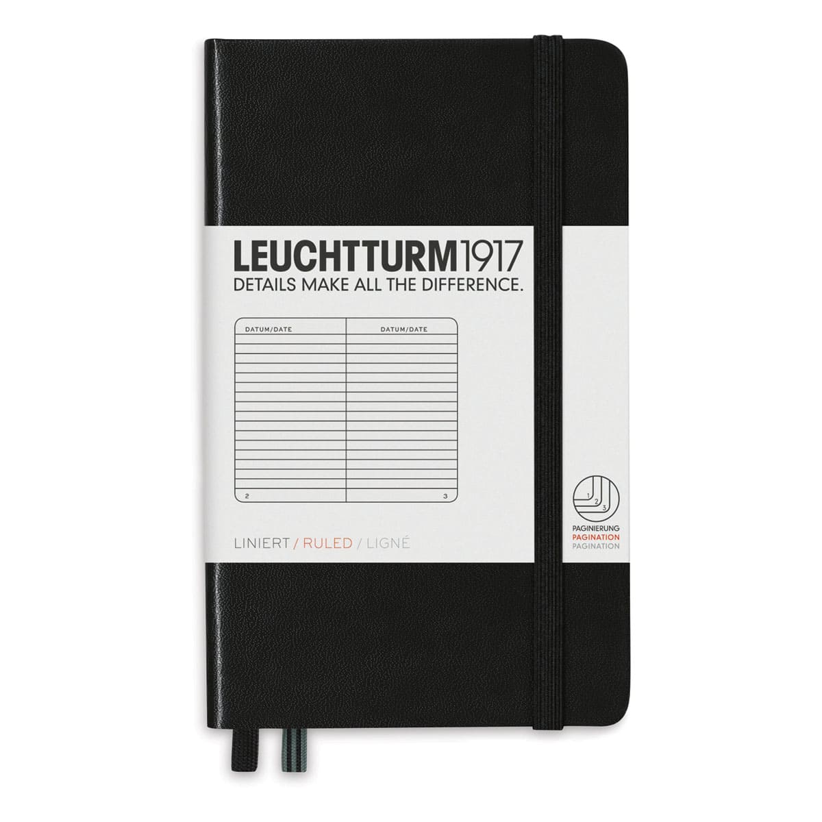 Leuchtturm1917 Ruled Hardbound Notebook - Black, 3-1/2" x 6"