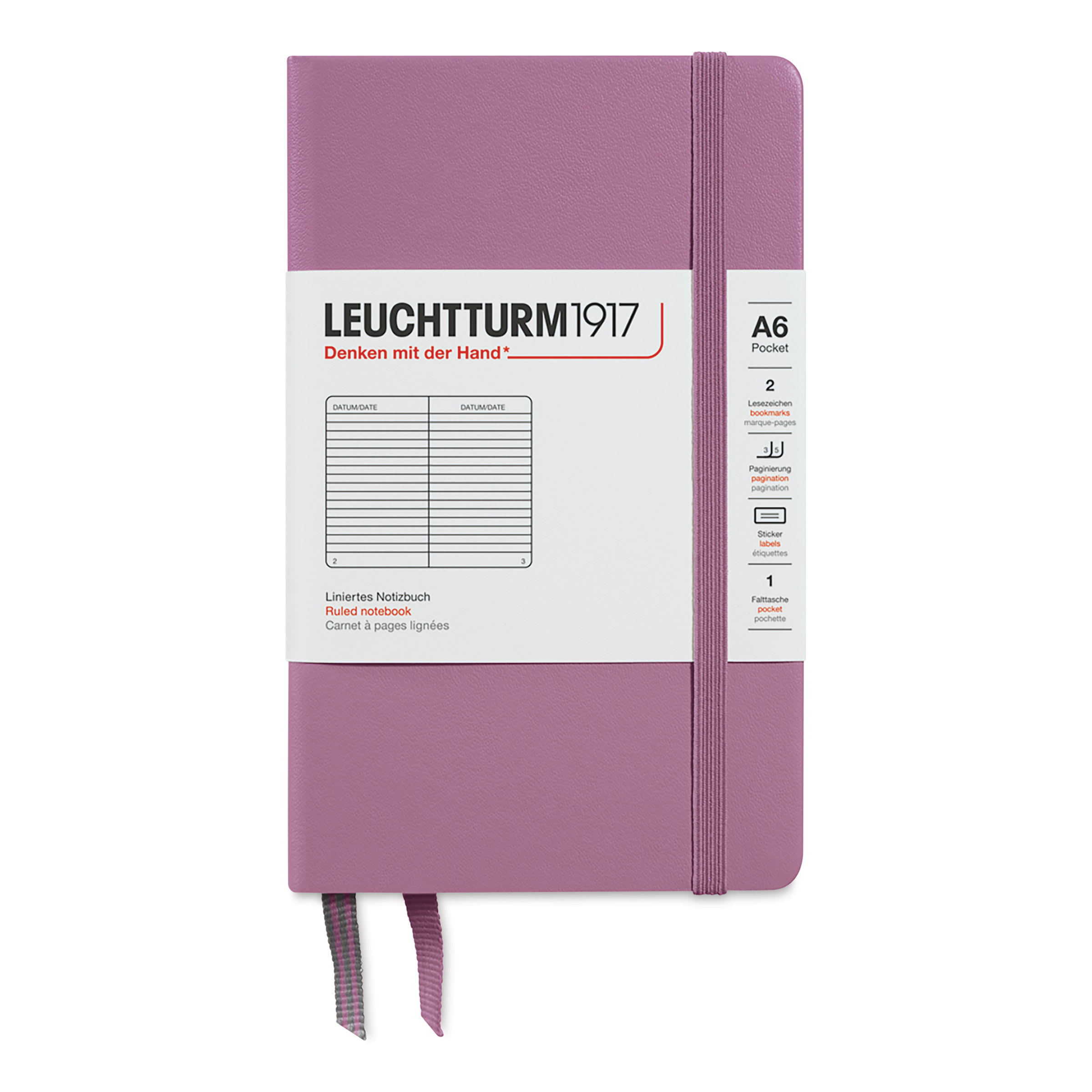 Leuchtturm1917 Ruled Hardbound Notebook - Dusty Rose, 3-1/2" x 6"