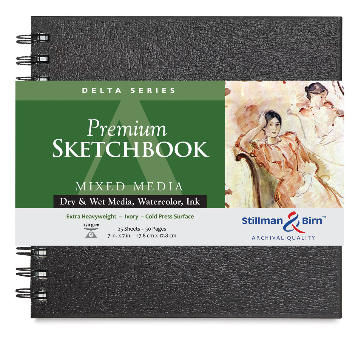 Stillman & Birn Delta Series Sketchbook - 7" x 7", Square, Wirebound, 25 Sheets