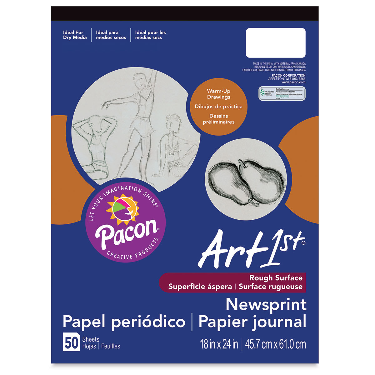 Pacon® Art1st® White Newsprint Paper Pad, 24" x 18"