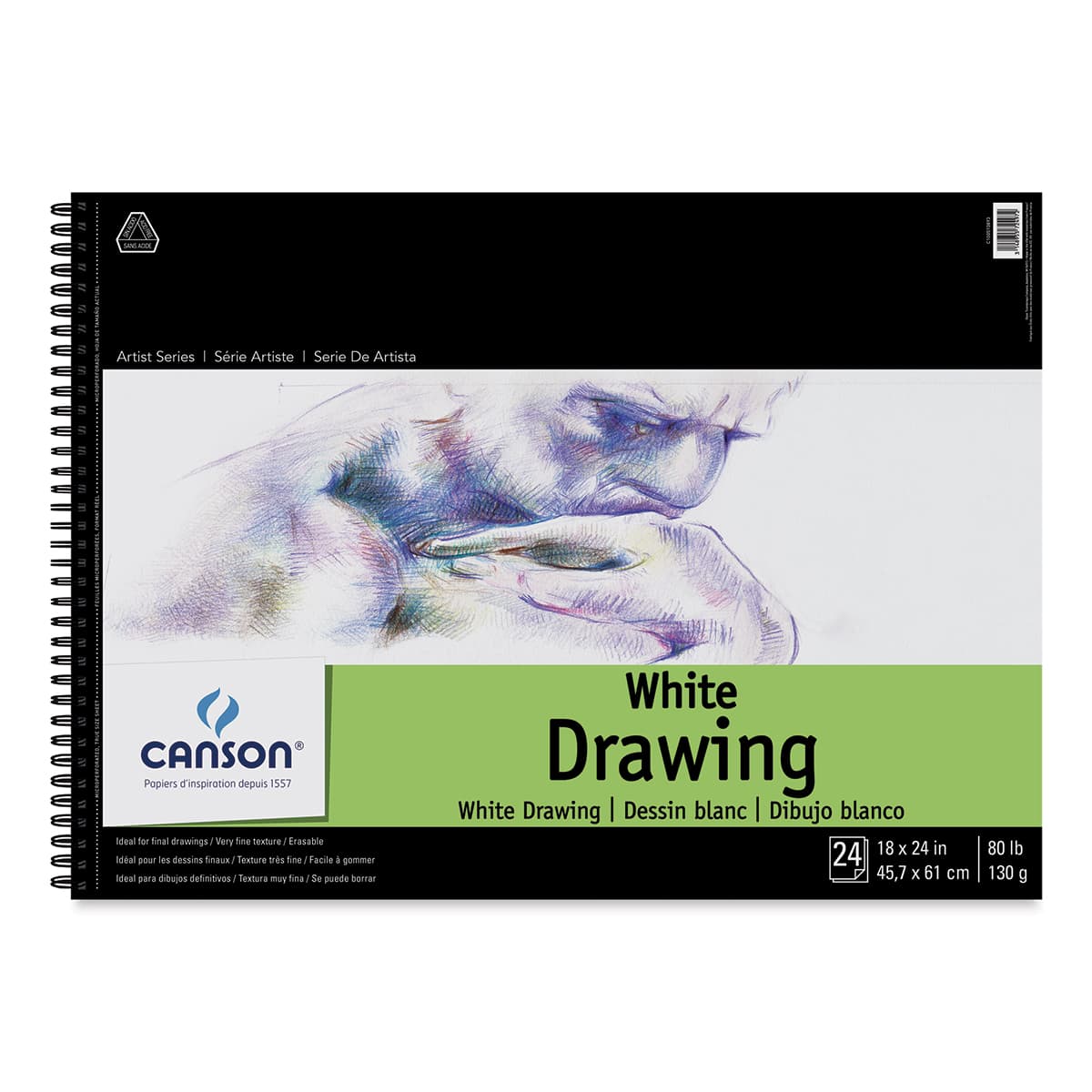 Artist Series Drawing Pad, Bright White, Side Wire Binding, 24 Sheet, 18x24 inch