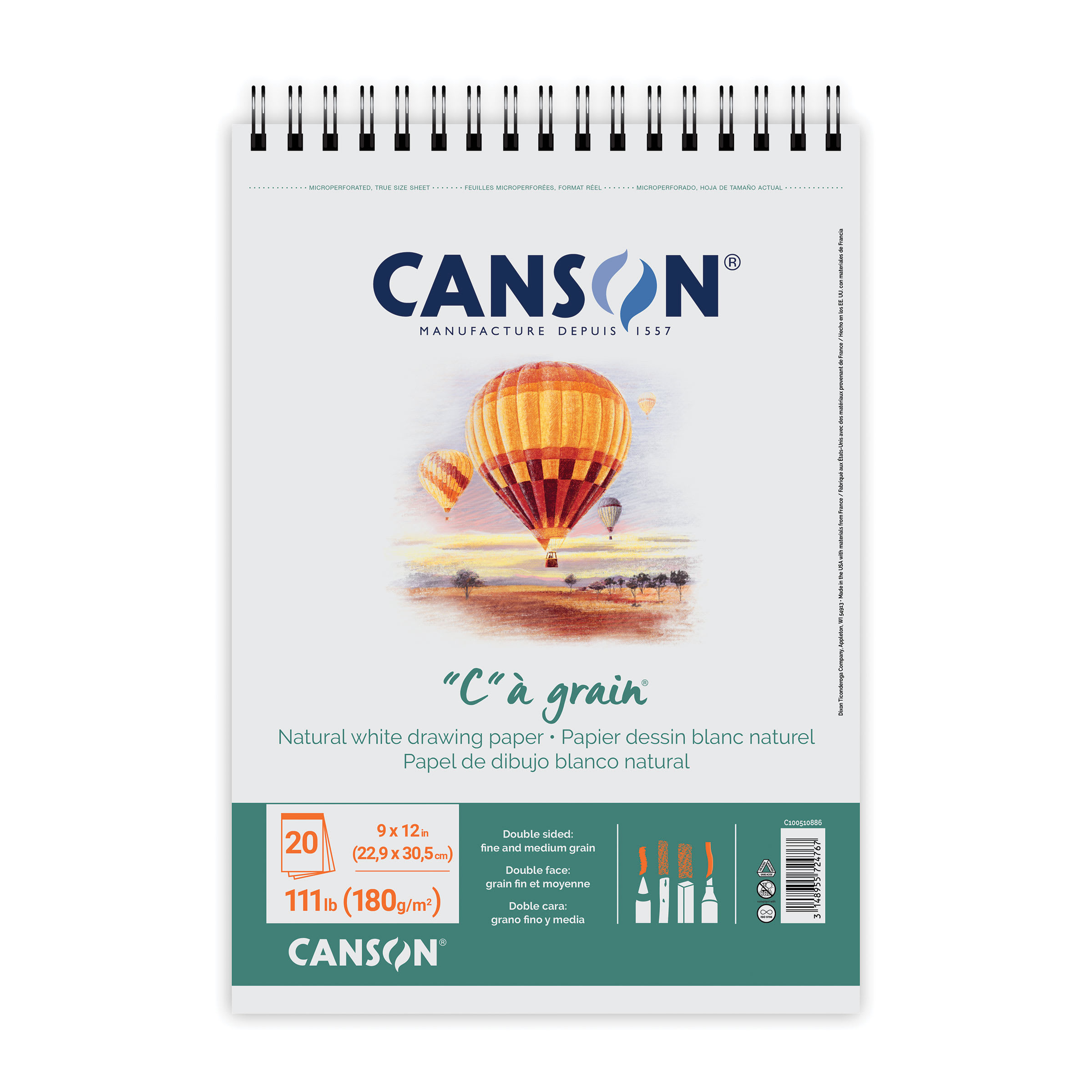Canson C' a Grain Drawing Pad - 111 lb, 20 Sheets, 9" x 12"