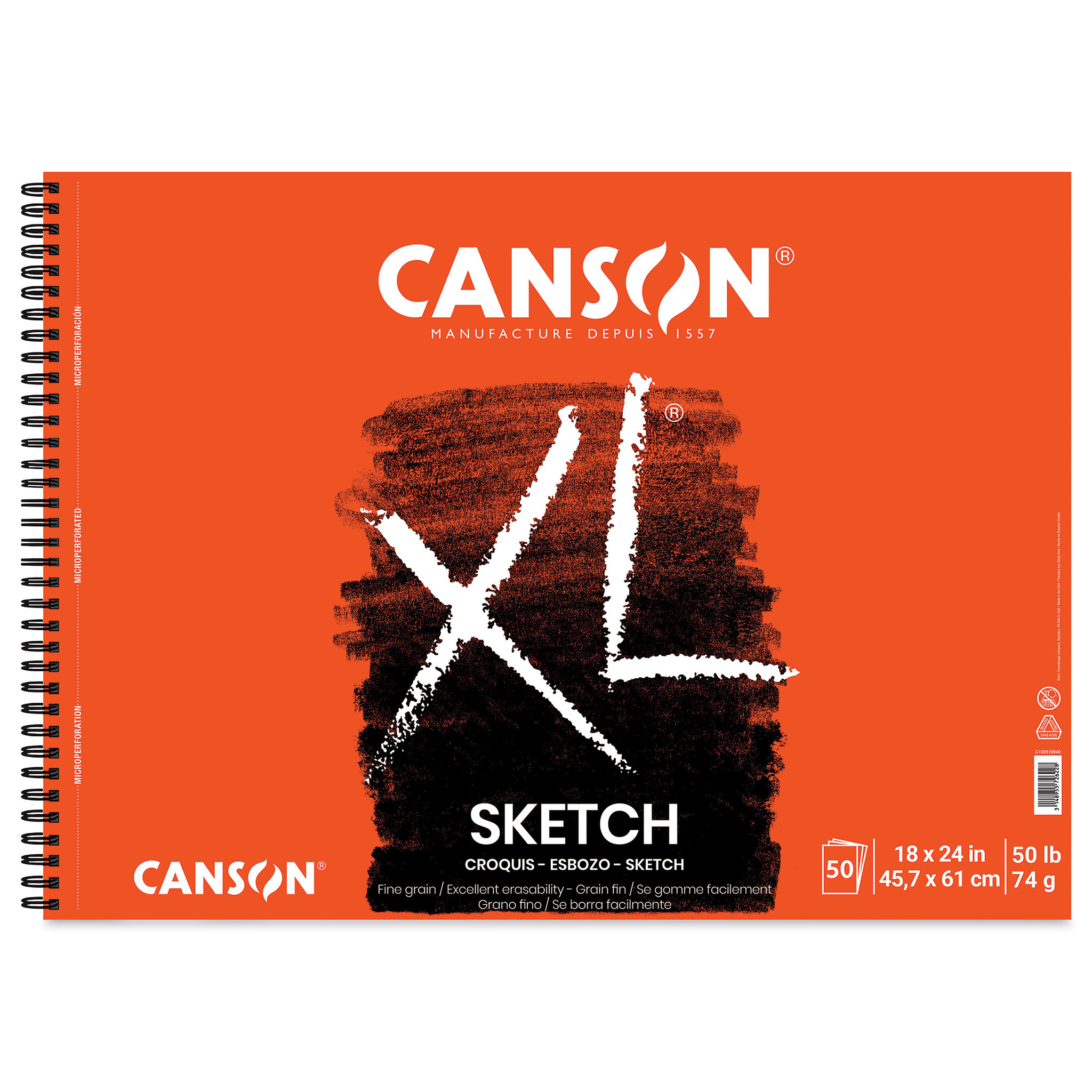 Canson XL Sketch Pad - 18" x 24", Wirebound Top, 50 Sheets