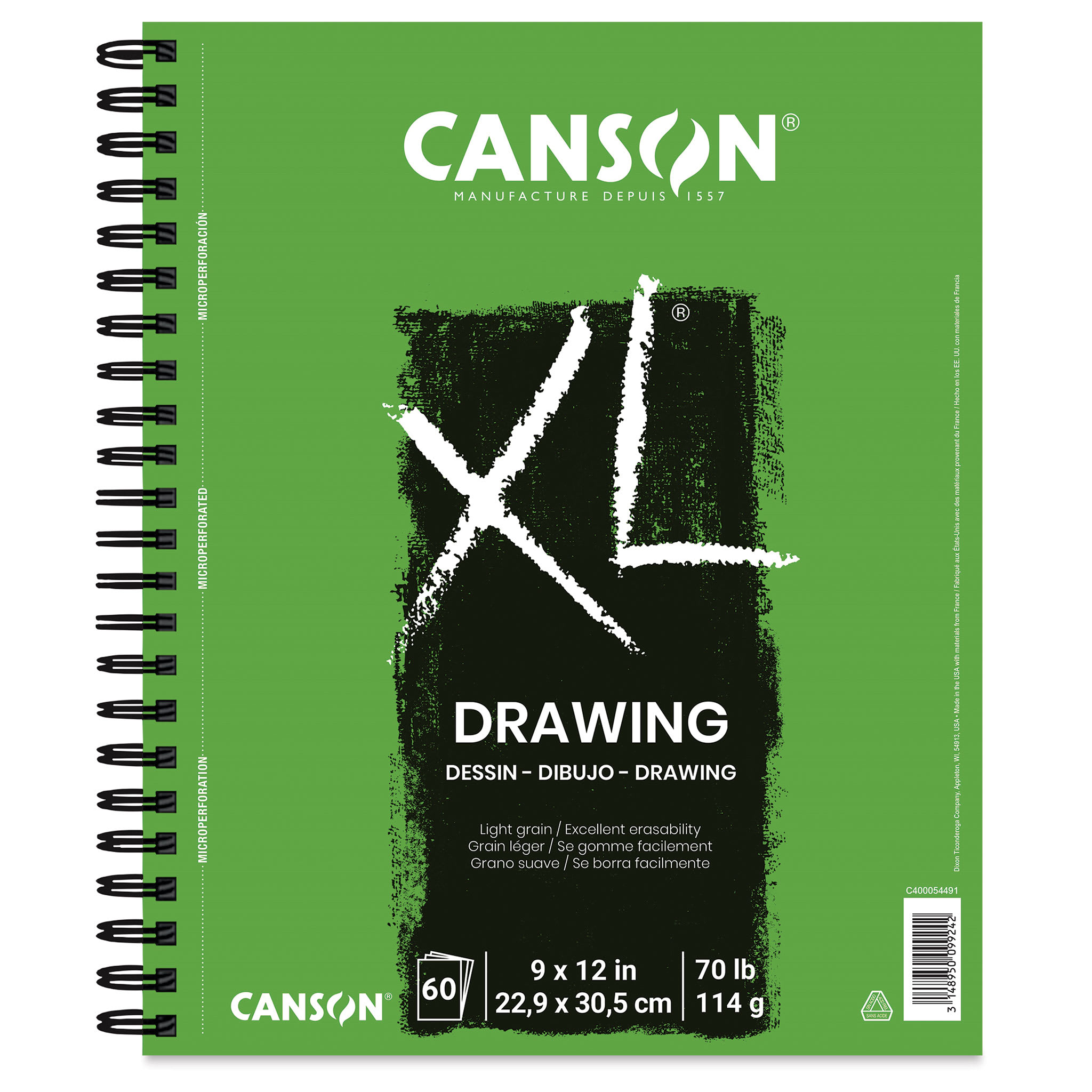 Canson XL Drawing Pad - 12" x 9", Wirebound Side, 60 Sheets