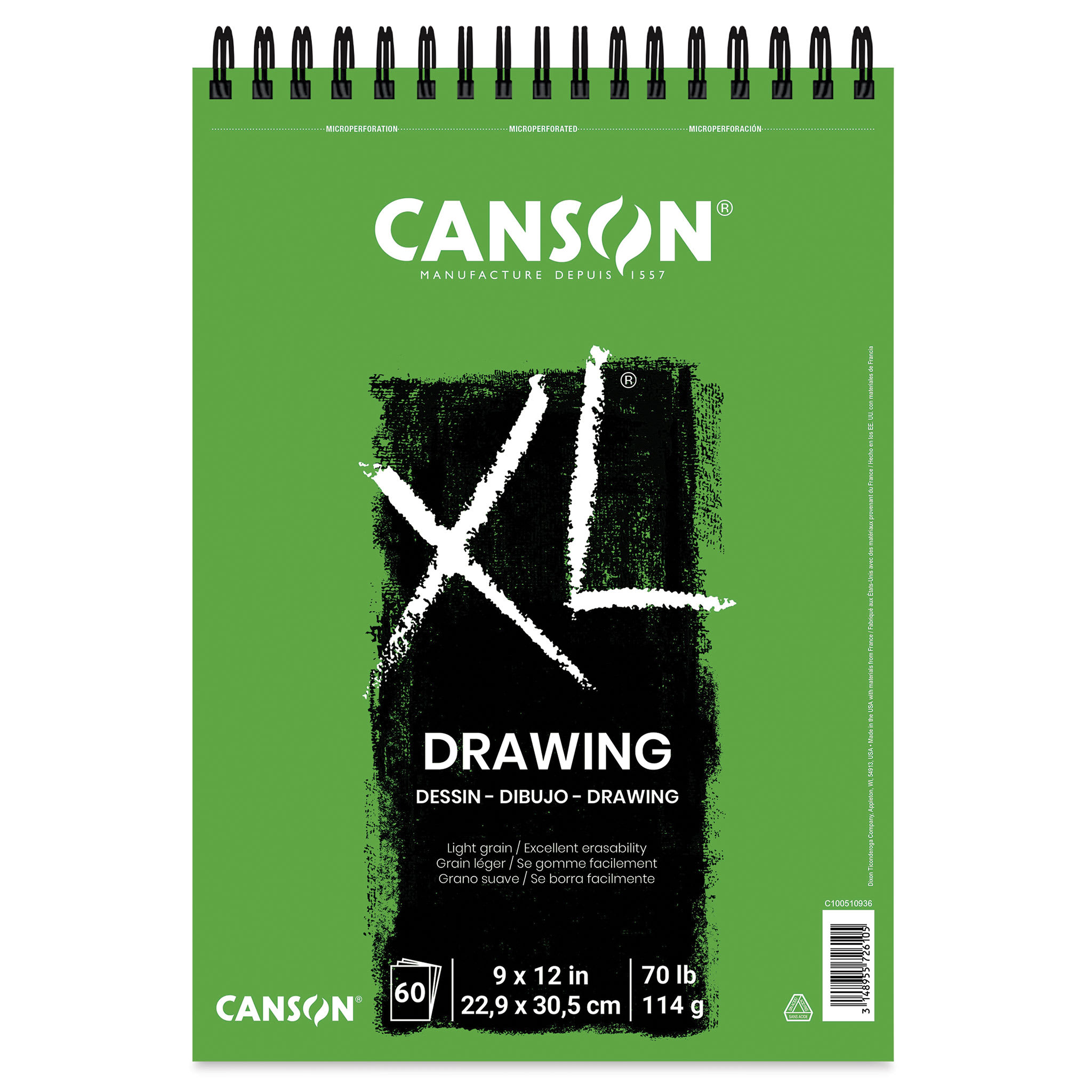 Canson XL Drawing Pad - 70 lb, Wirebound Top, 60 Sheets, 9" x 12"