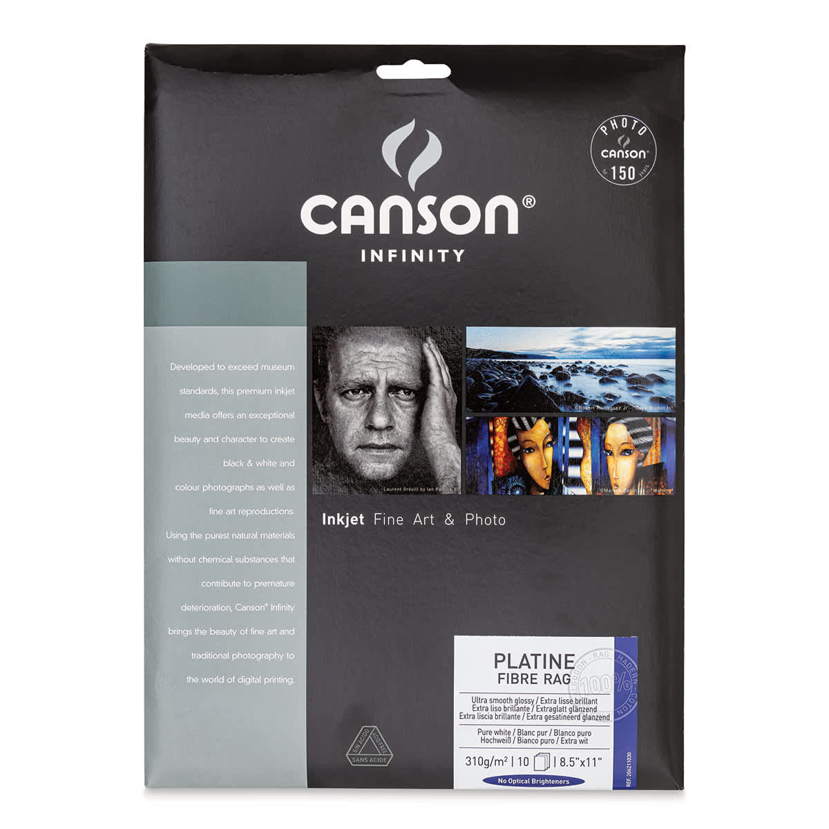 Canson Infinity Infinity Platine 100% Fibre Rag Bright White Smooth Satin Inkjet Paper, 310gsm, 8.5x11", 10 Sheets