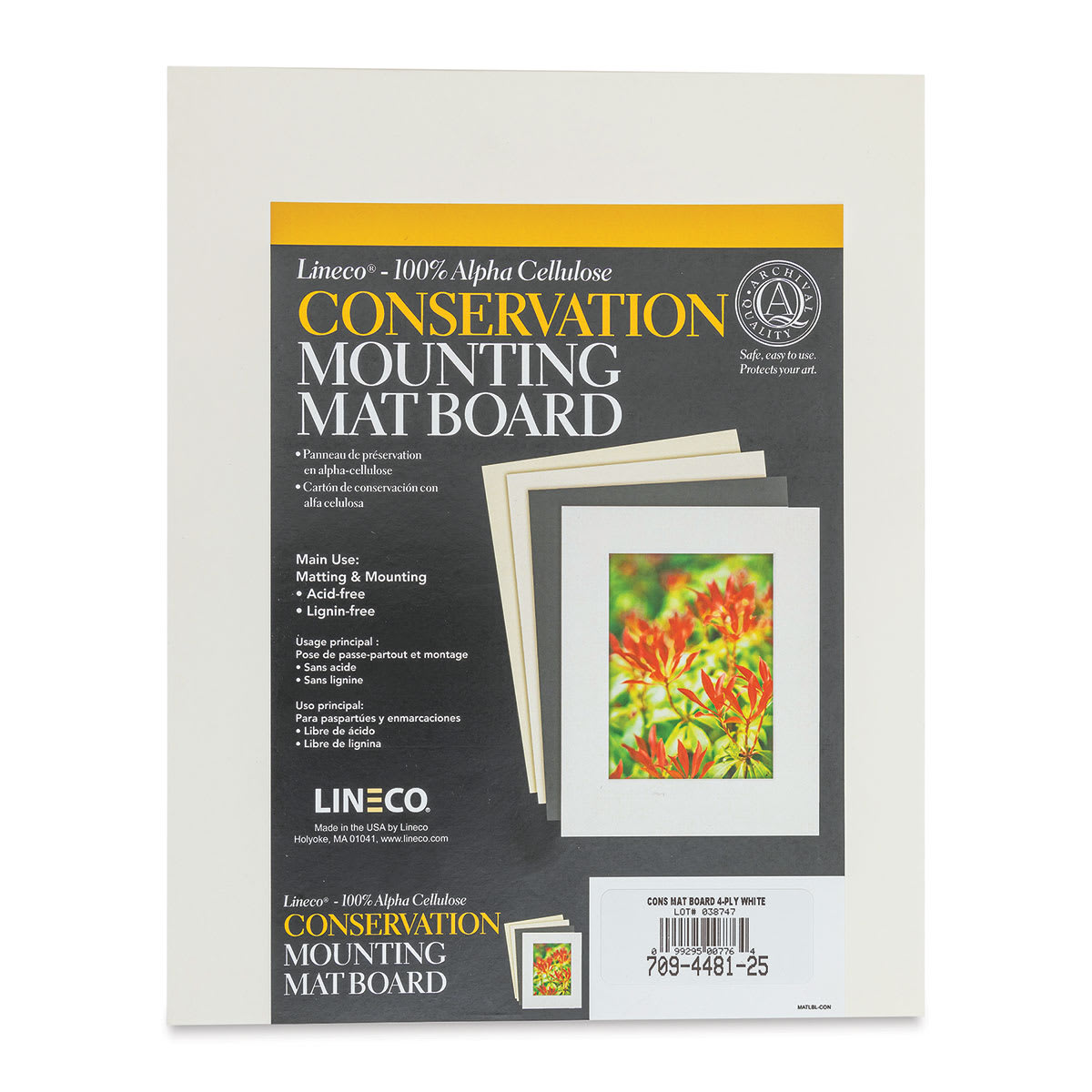 Lineco Conservation Matboard - White, 4 ply, Pkg of 25, 8" x 10"