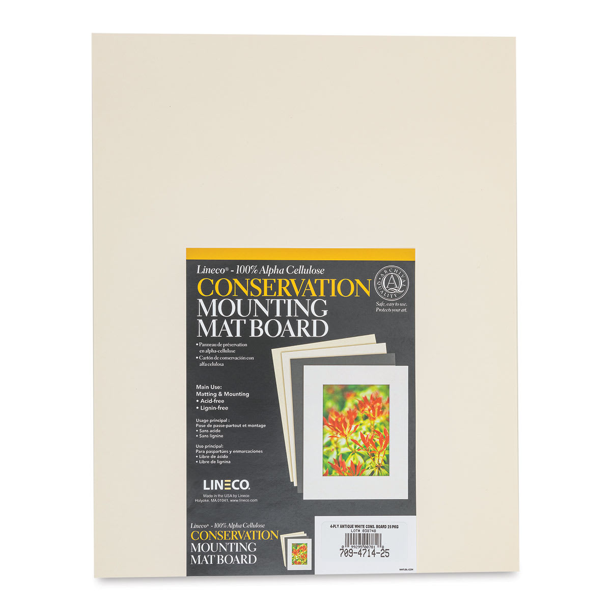Lineco Conservation Matboard - White, 4 ply, Pkg of 25, 11" x 14"