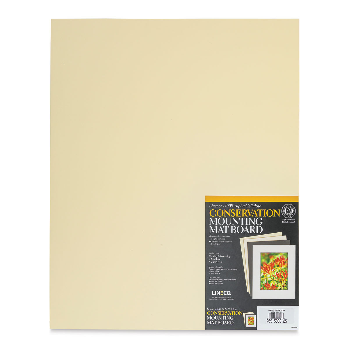 Lineco Conservation Matboard - Cream, 4 ply, Pkg of 25, 16" x 20"