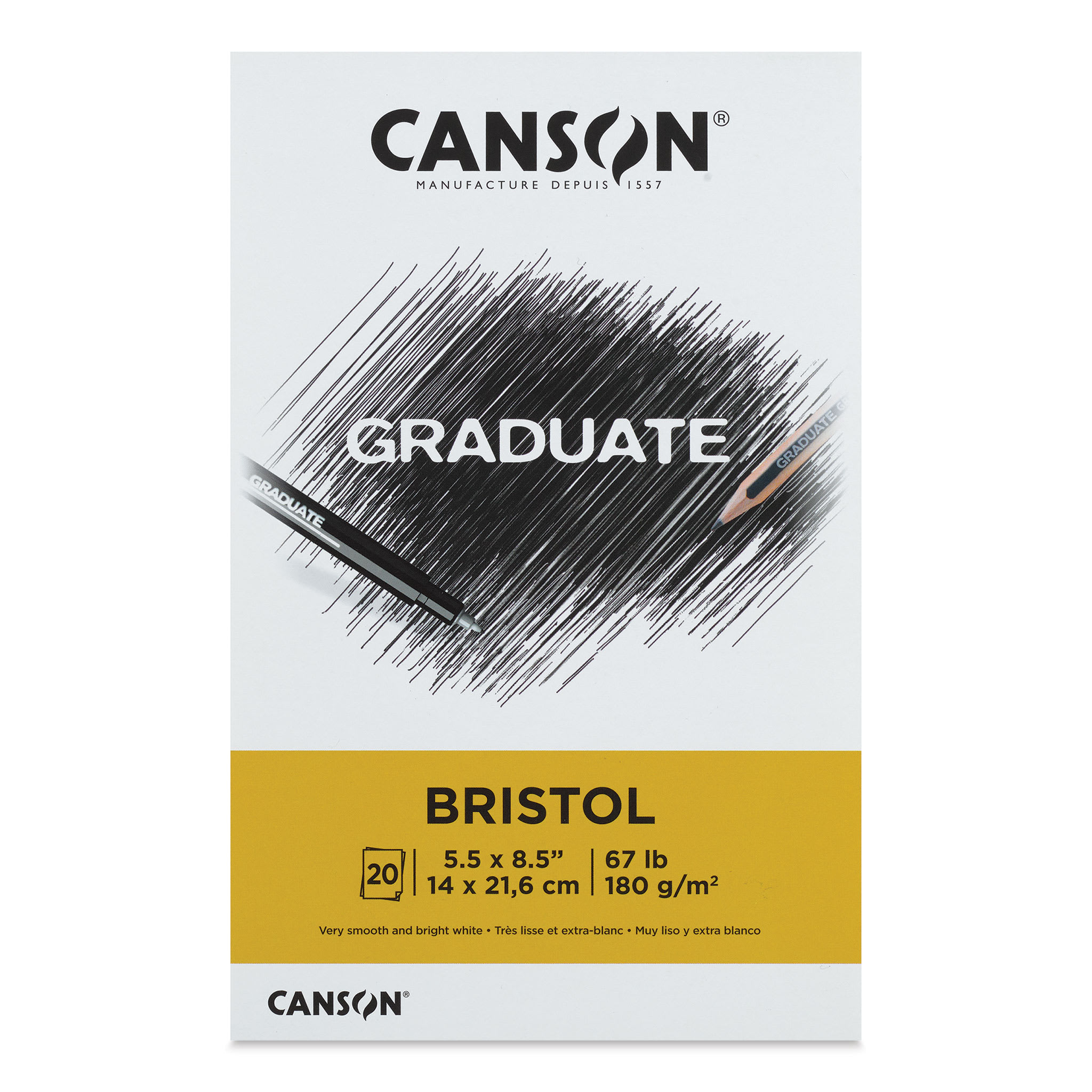 Canson Graduate Bristol Pad - 5-1/2" x 8-1/2", 20 Sheets